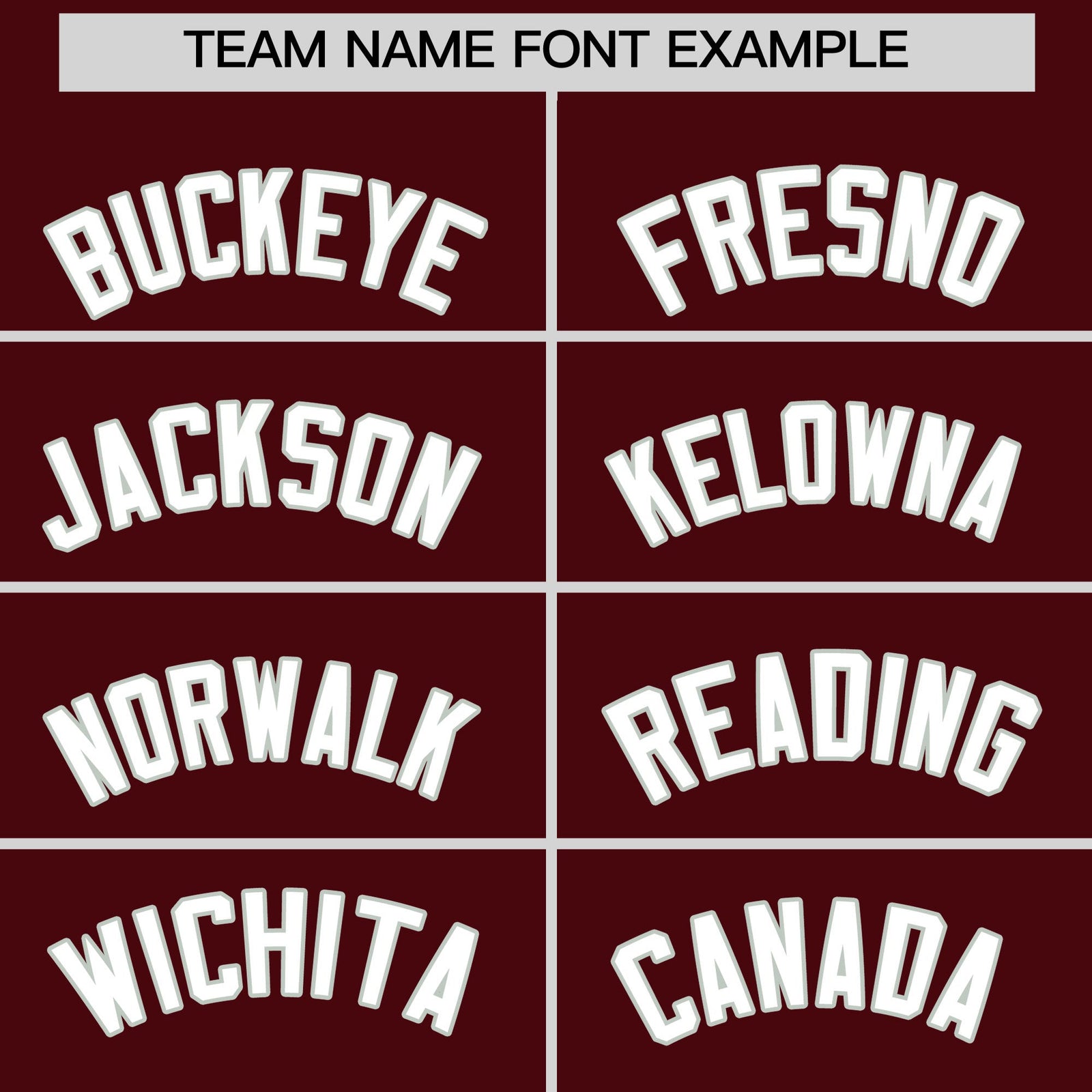 Personalised coach jacket team name lettering and font examples - Style 4 | KXKSHOP