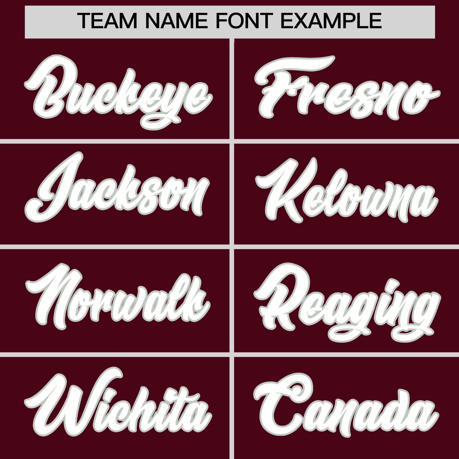 Personalised coach jacket team name lettering and font examples - Style 3 | KXKSHOP