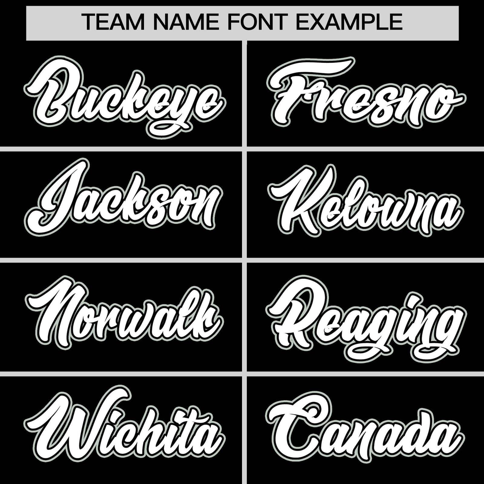 Personalised coach jacket team name lettering and font examples - Style 3 | KXKSHOP