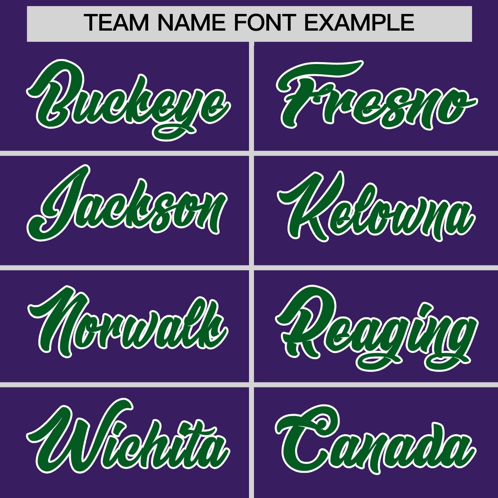 Personalised coach jacket team name lettering and font examples - Style 3 | KXKSHOP