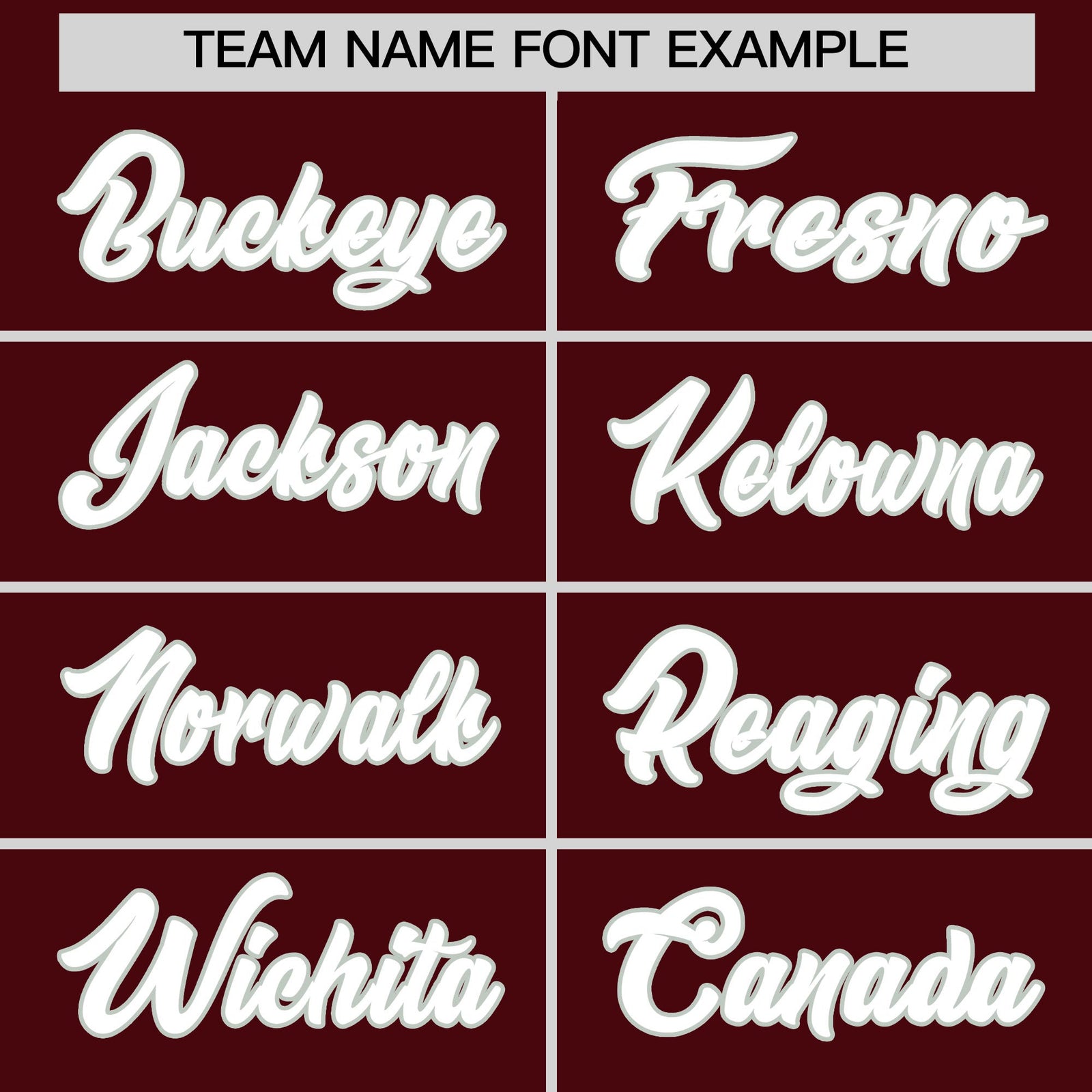 Personalised coach jacket team name lettering and font examples - Style 3 | KXKSHOP