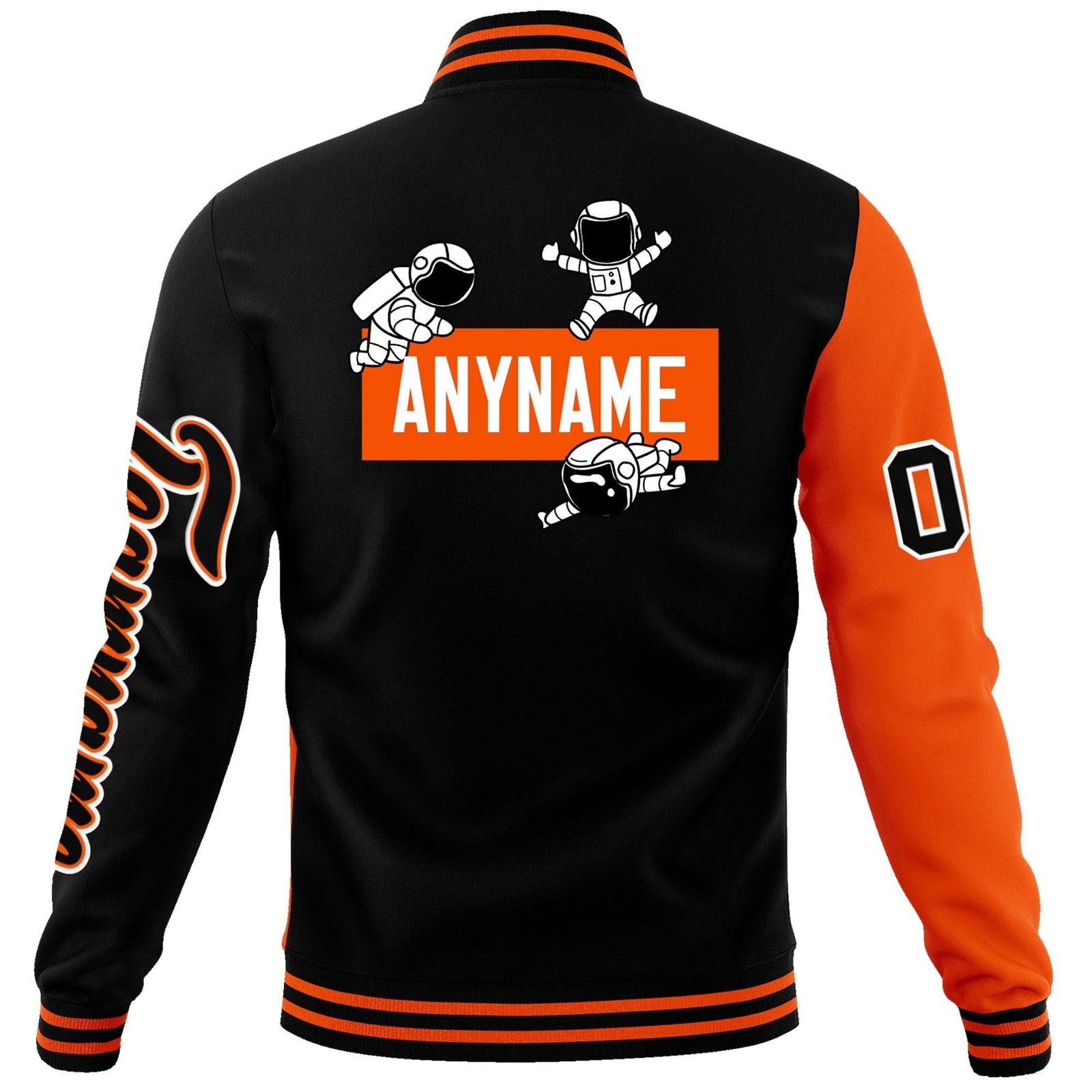 Custom Black Orange Two Tone Split Fashion Varsity Letterman Jacket with Raglan Sleeves