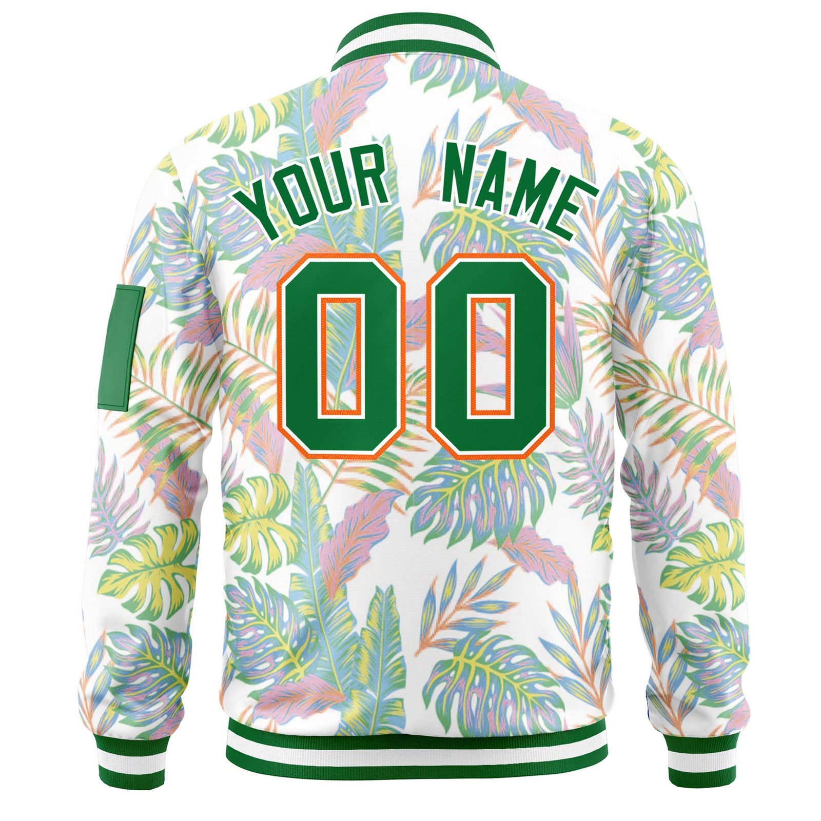 Custom Kelly Green Varsity Full-Zip Hawaii Letterman Bomber Jacket