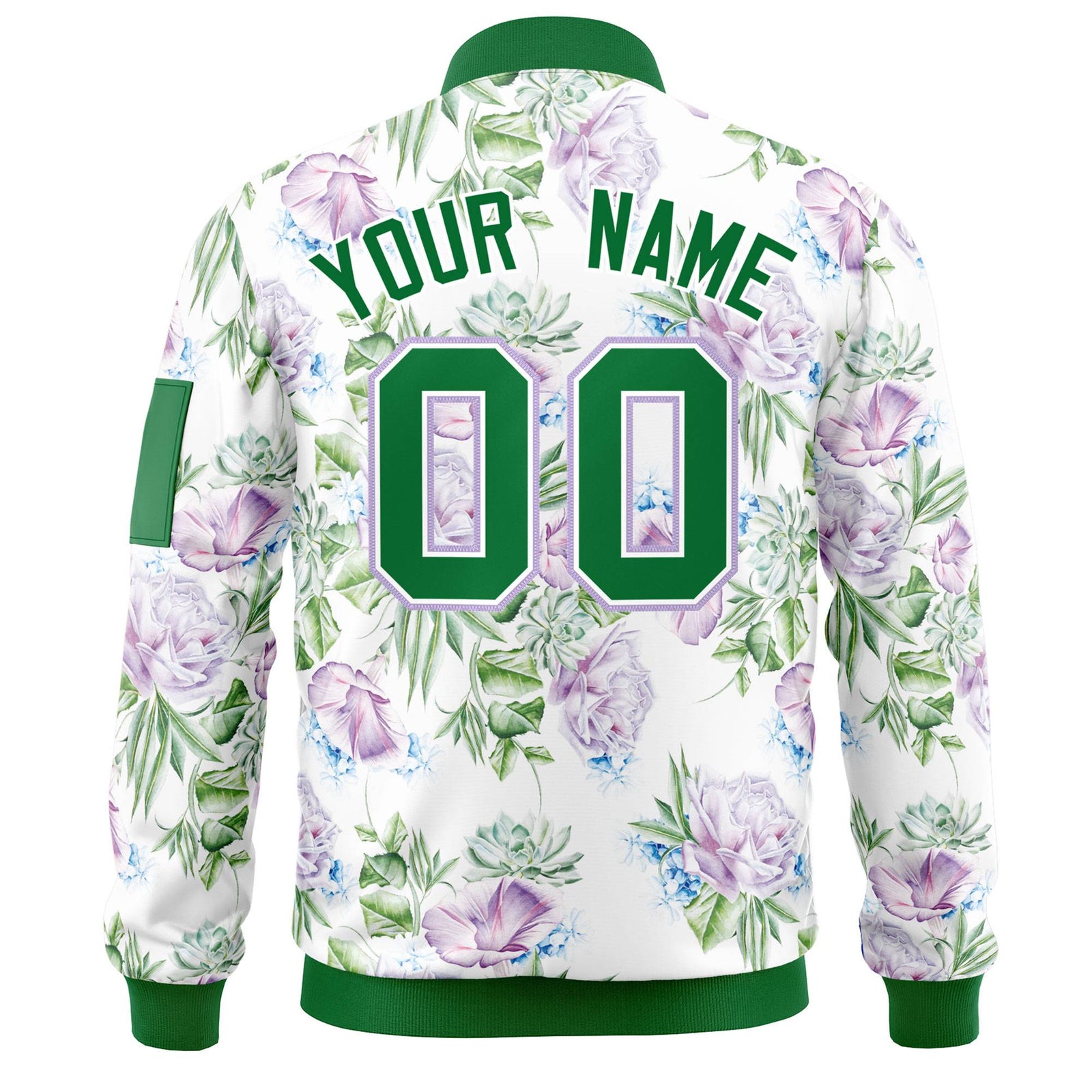 Custom Kelly Green Varsity Full-Zip Hawaii Letterman Bomber Jacket