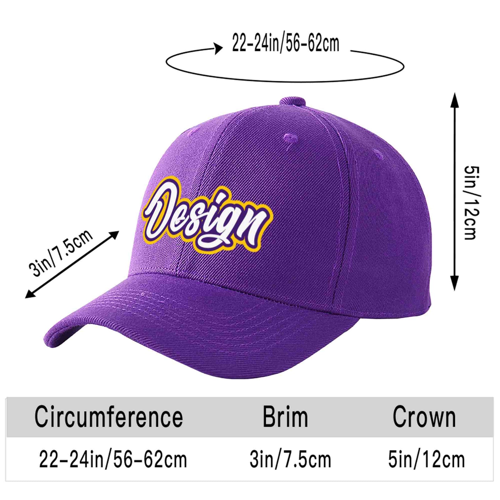 Custom Purple White-Purple Curved Eaves Sport Design Baseball Cap