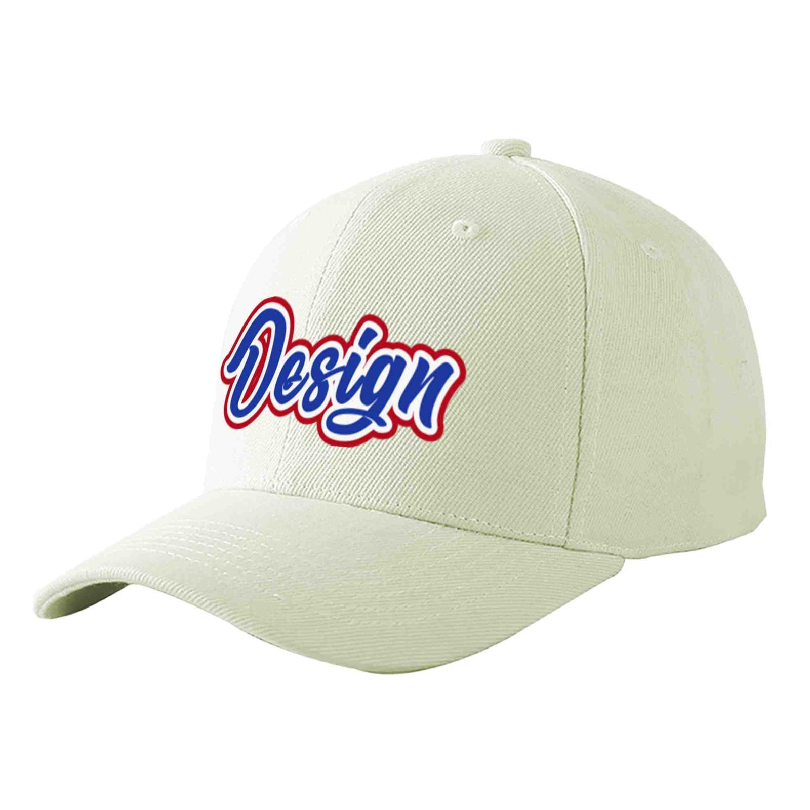 Custom Cream Royal-White Curved Eaves Sport Design Baseball Cap