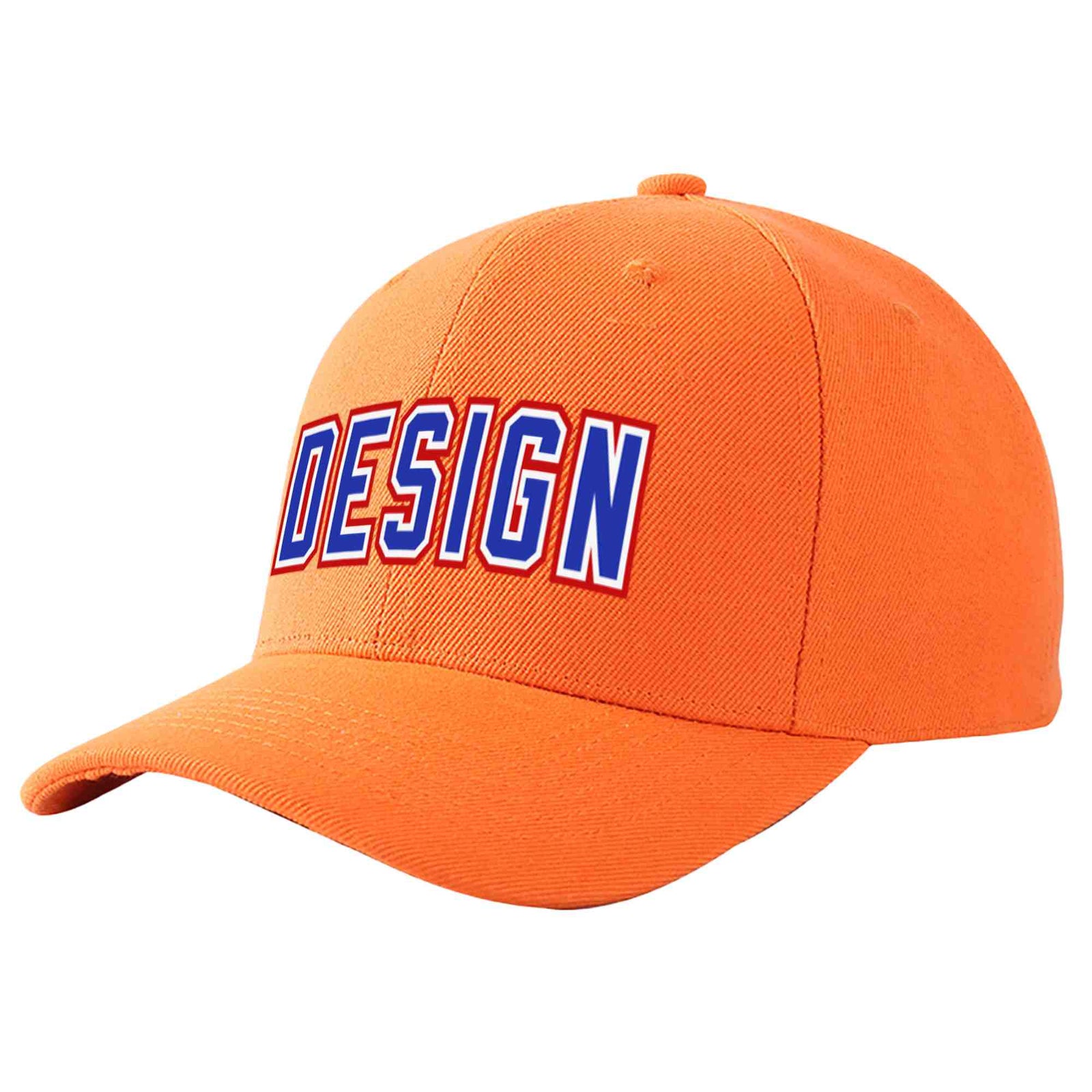 Custom Orange Royal-White Curved Eaves Sport Design Baseball Cap