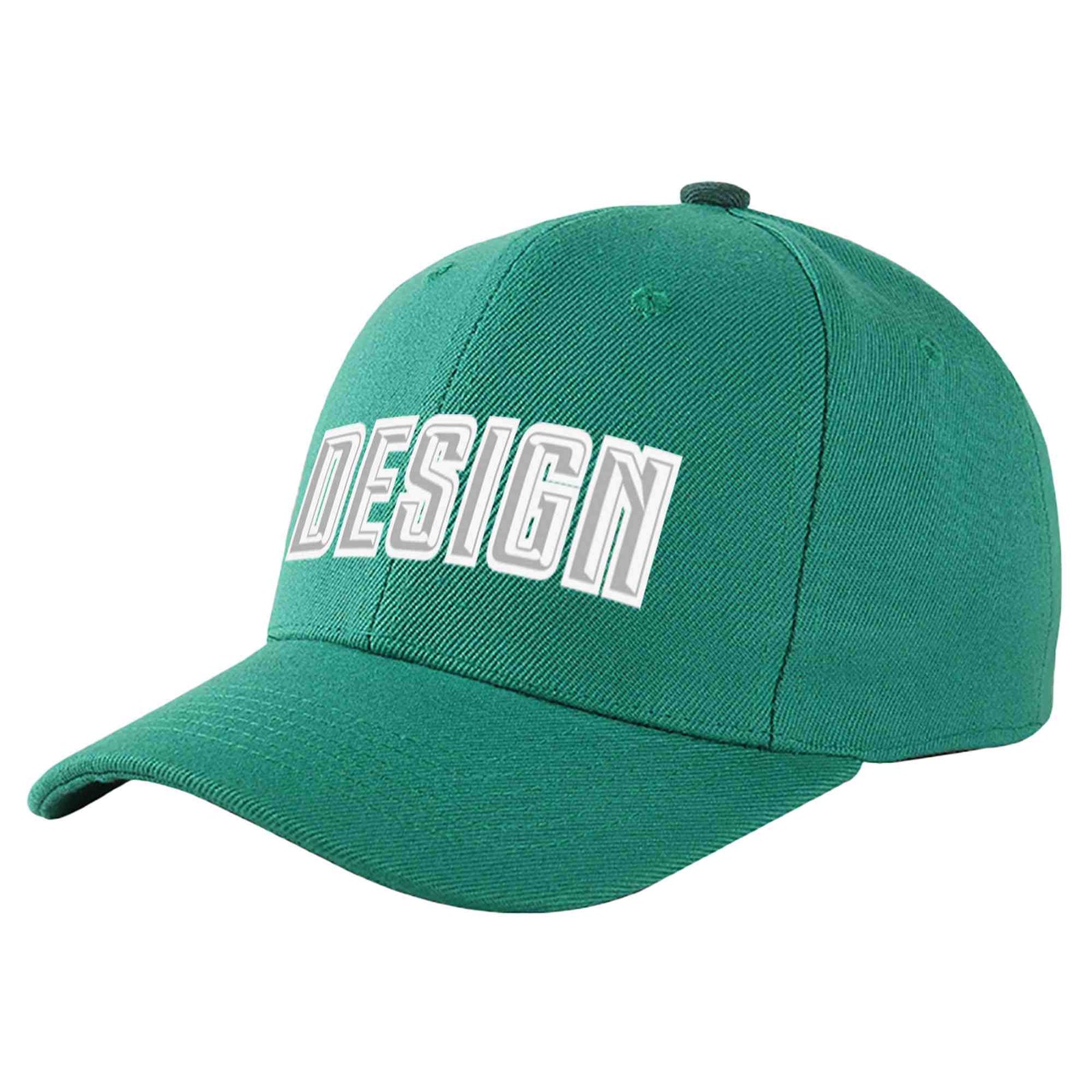 Custom Light Green White-Gray Curved Eaves Sport Design Baseball Cap