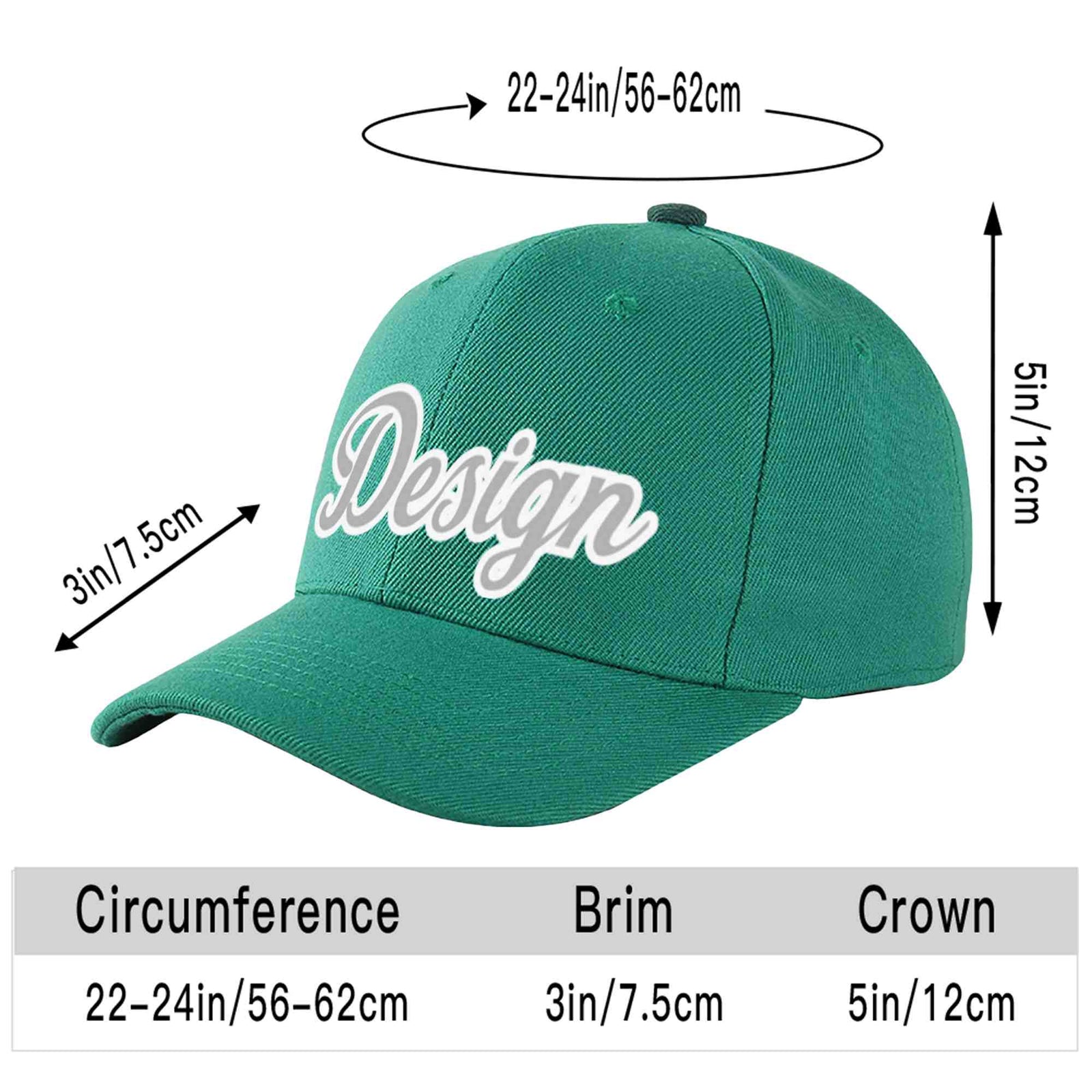Custom Light Green White-Gray Curved Eaves Sport Design Baseball Cap