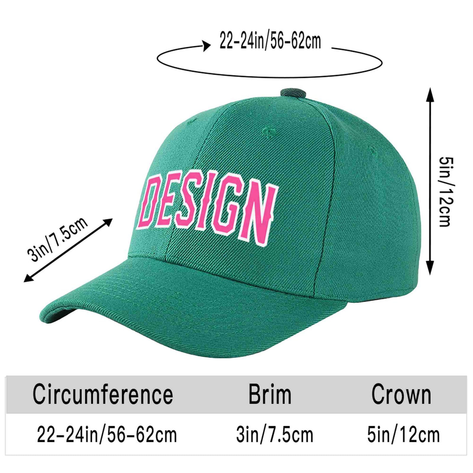 Custom Light Green Pink-White Curved Eaves Sport Design Baseball Cap