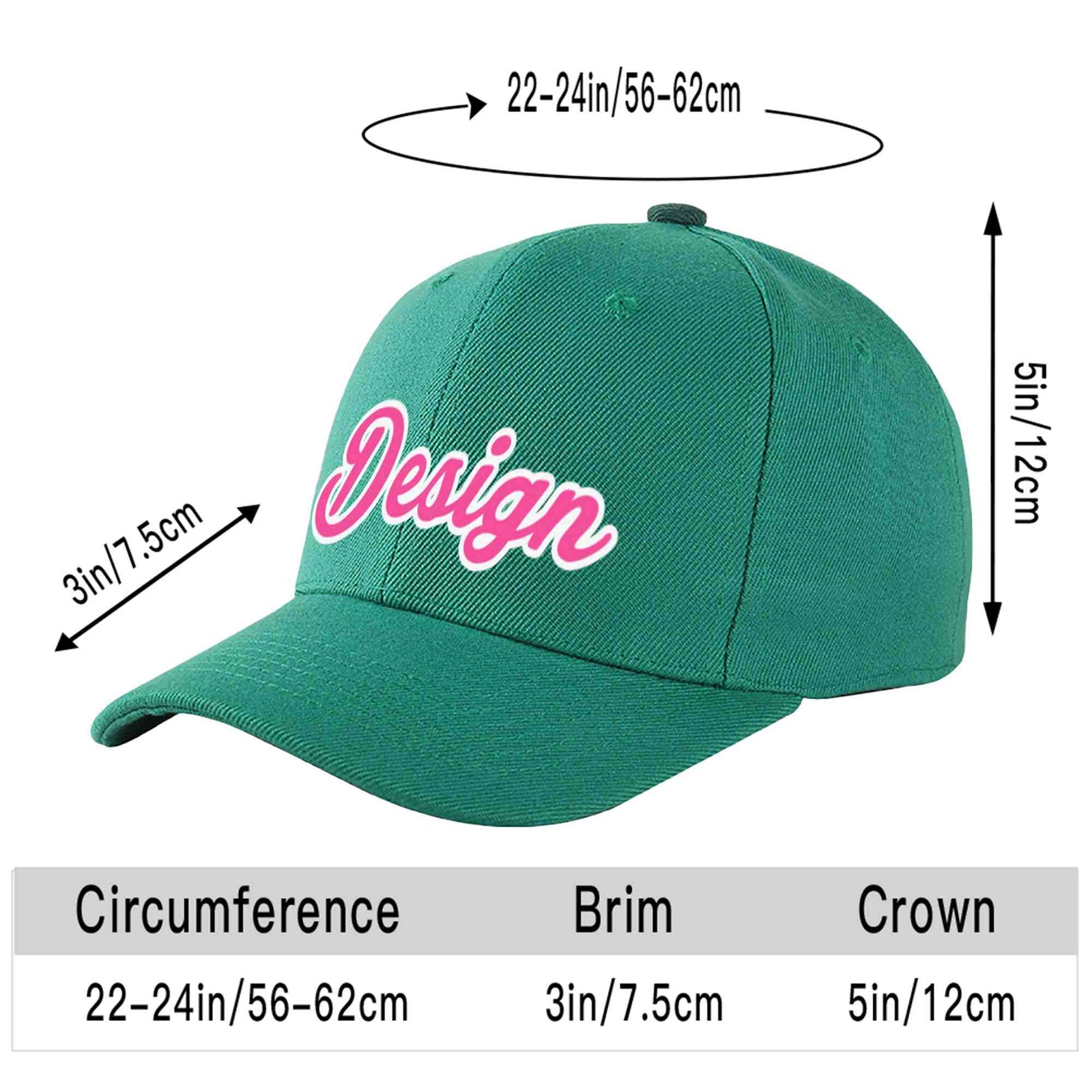 Custom Light Green Pink-White Curved Eaves Sport Design Baseball Cap