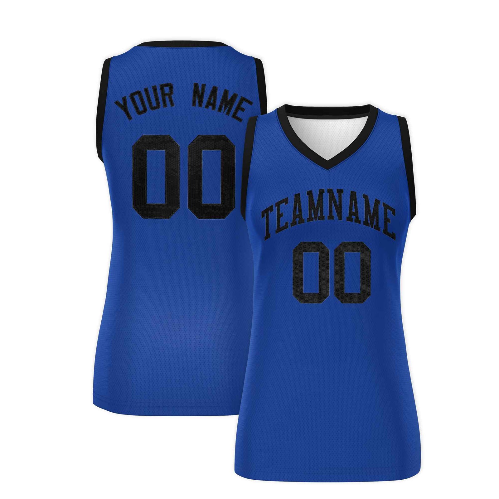 Custom Royal Black Women Netball Sequined Dress
