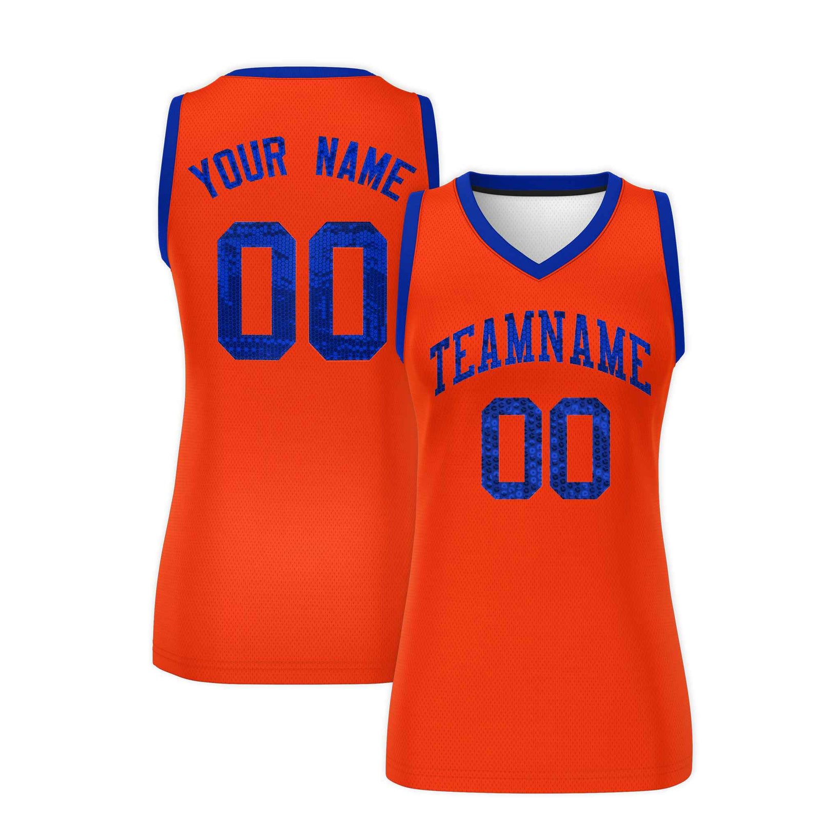 Custom Orange Royal Women Netball Sequined Dress