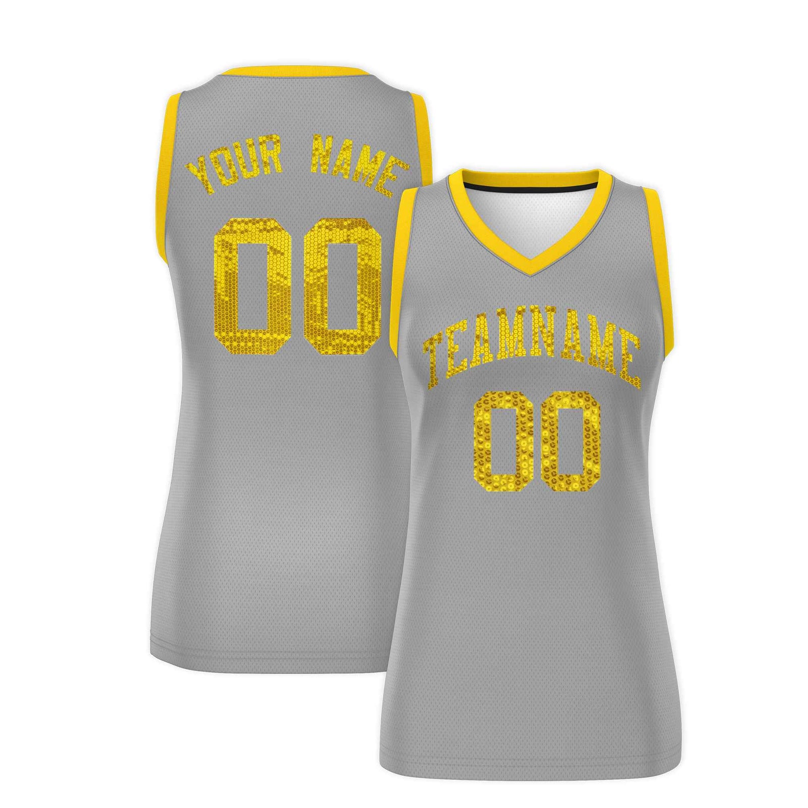 Custom Silver Gold Women Netball Sequined Dress