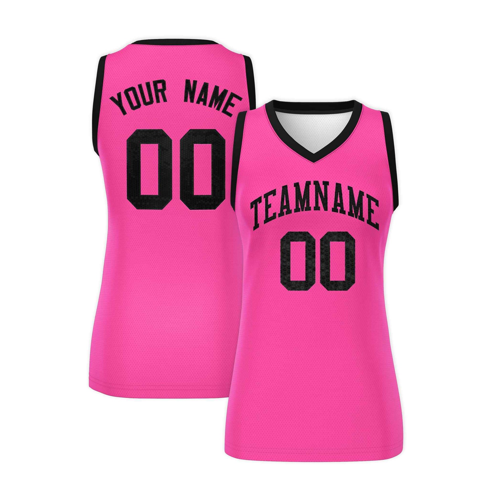 Custom Pink Black Women Netball Sequined Dress