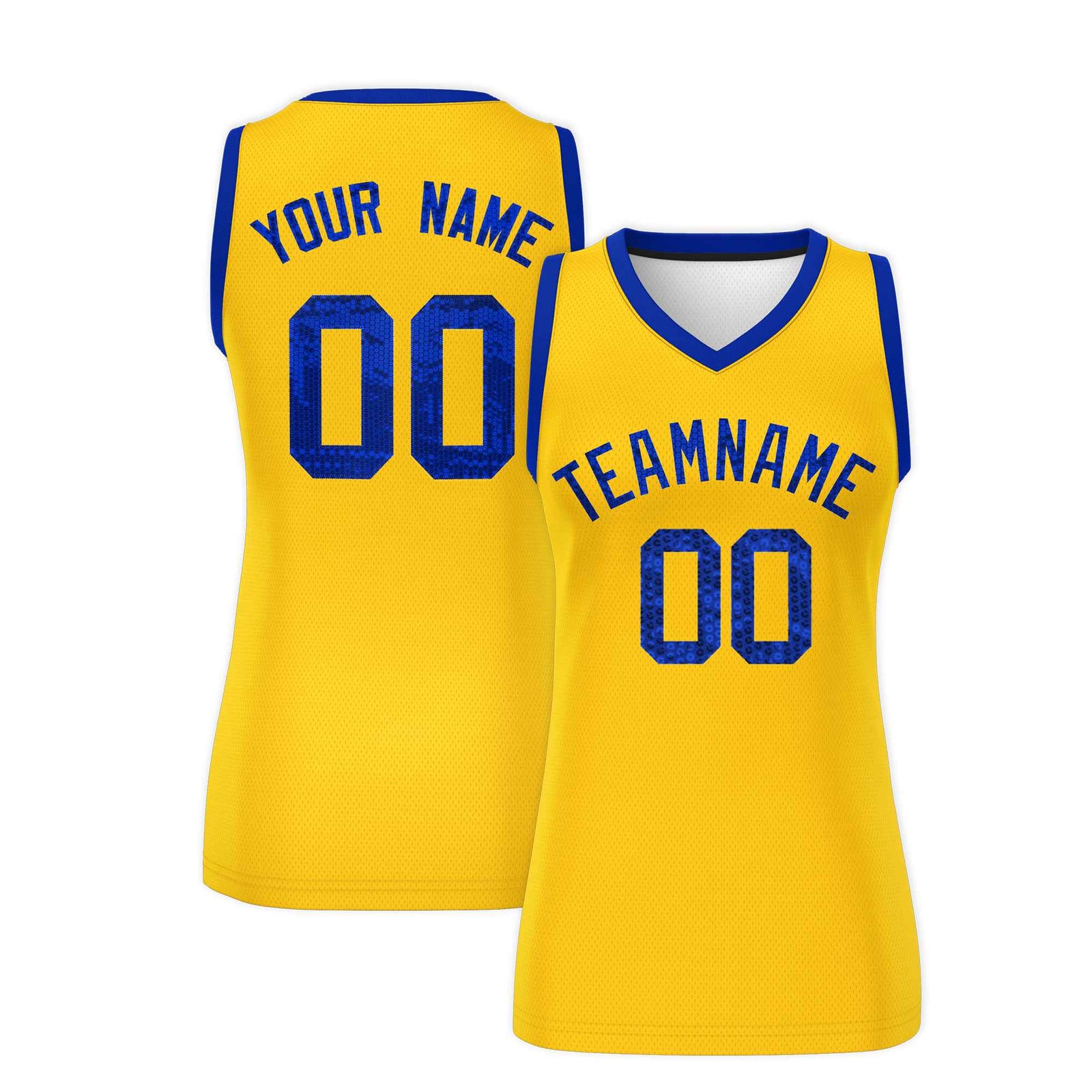 Custom Gold Royal Women Netball Sequined Dress