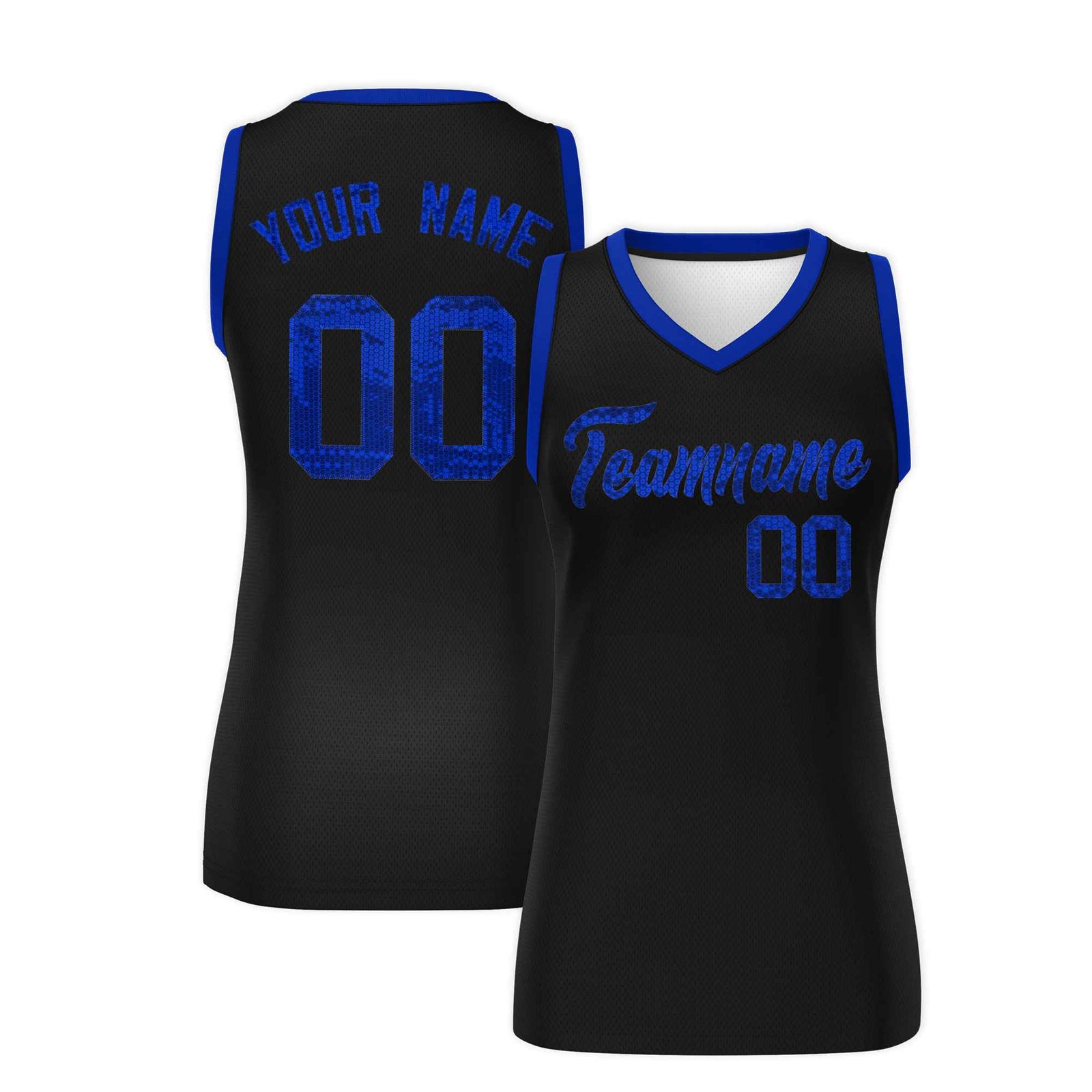 Custom Black Royal Women Netball Sequined Dress