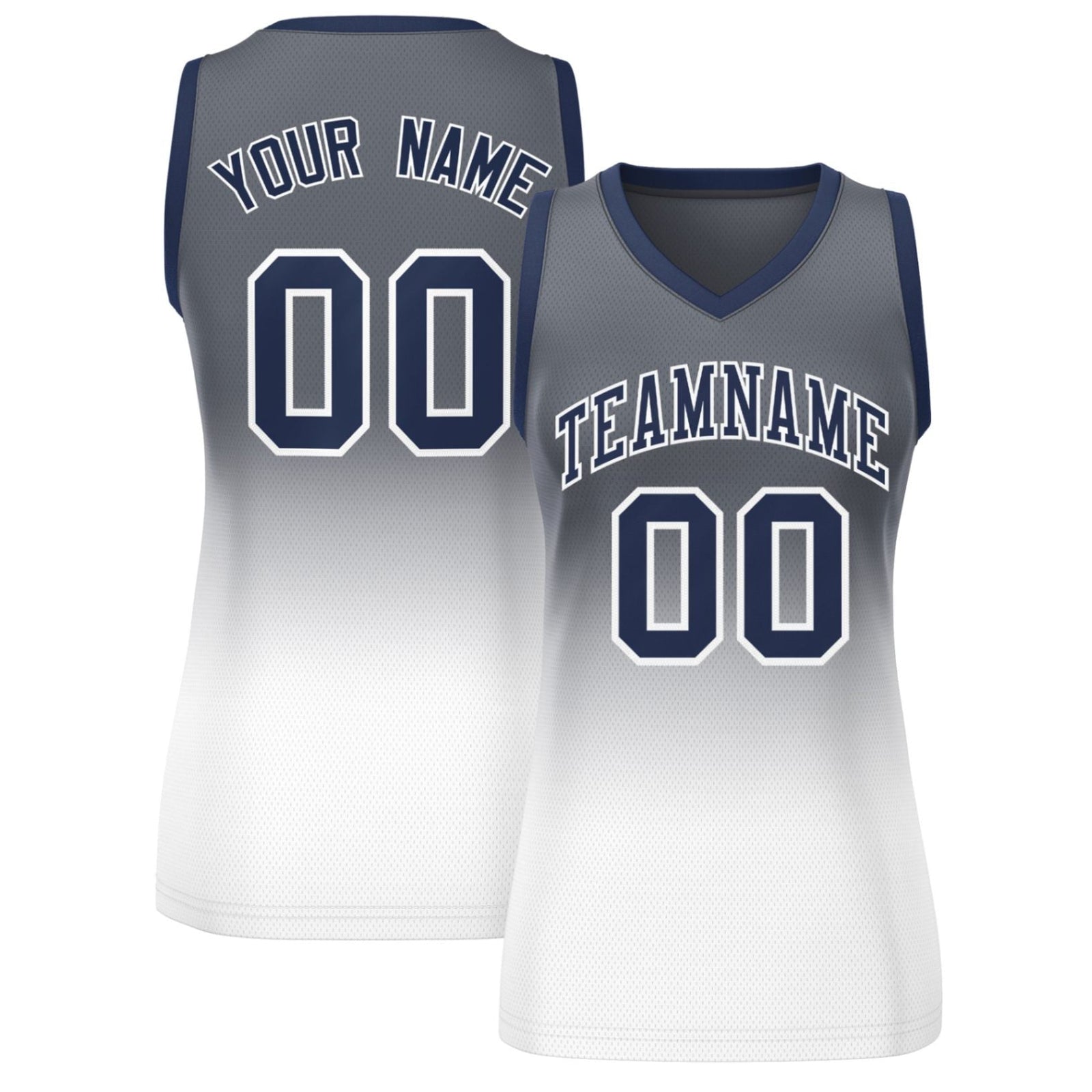Custom Gray White Gradient Fashion Tops Mesh Netball Dress For Women