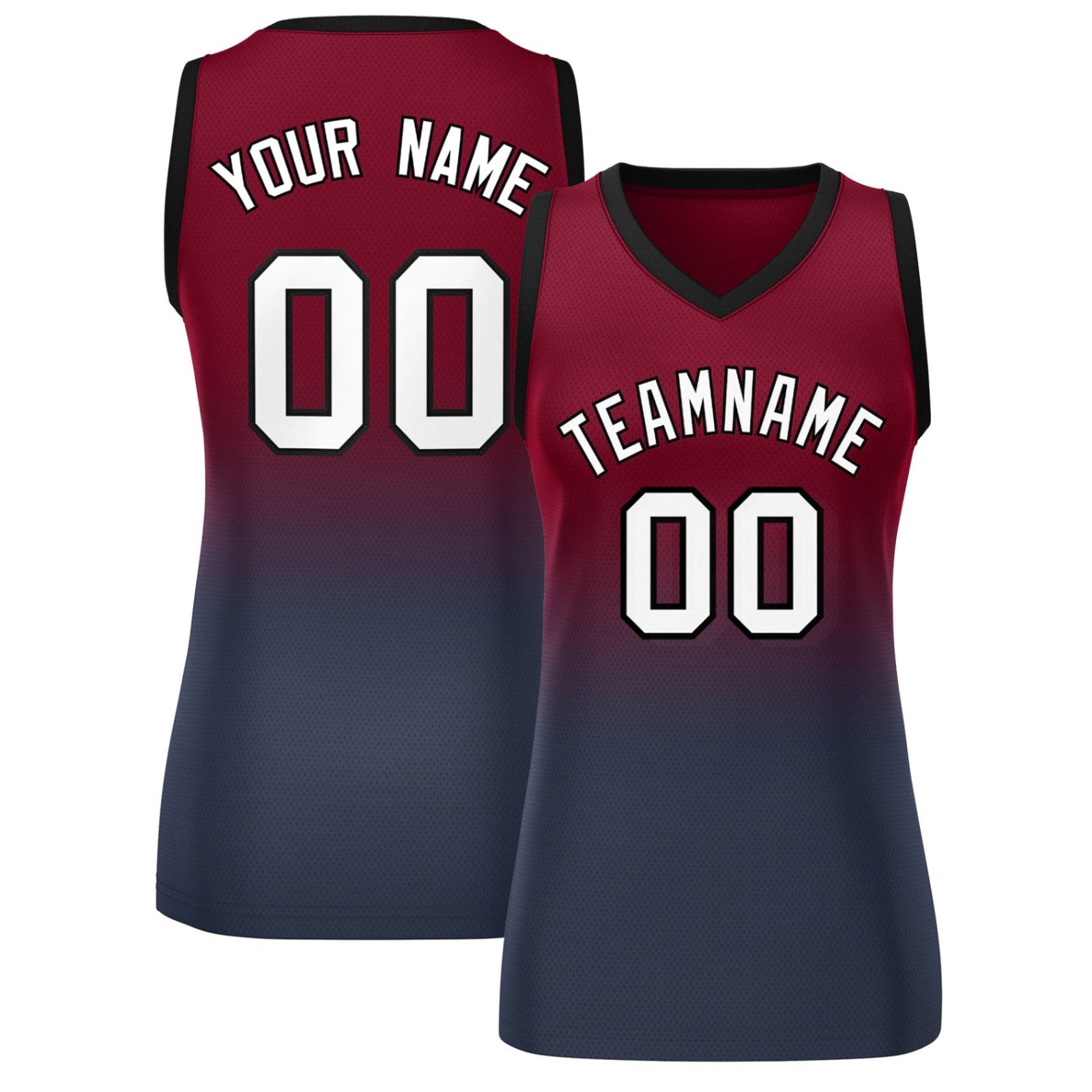 Custom Crimson Navy Gradient Fashion Tops Mesh Netball Dress For Women