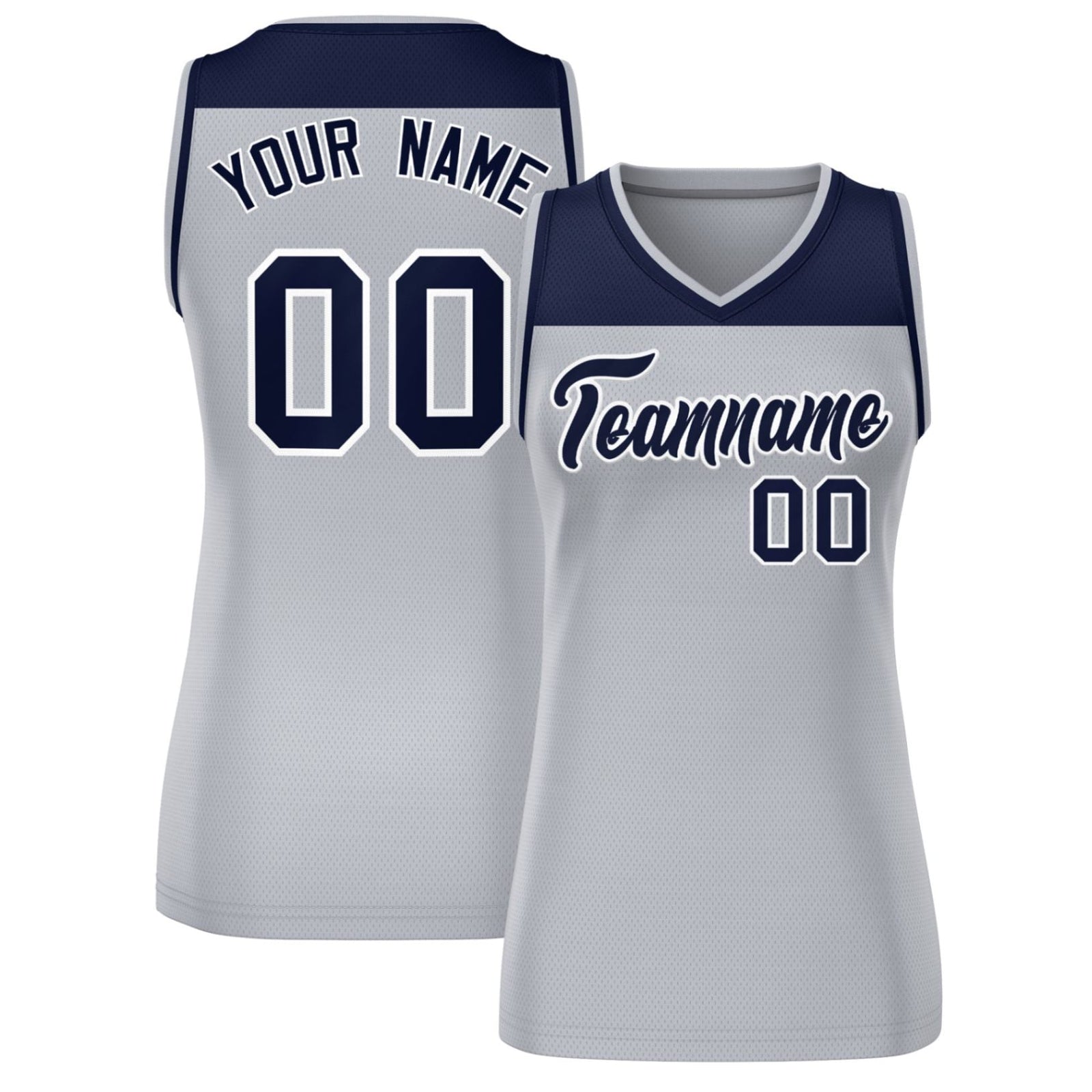 Custom Navy Gray Color Block Fashion Tops Mesh Netball Dress For Women