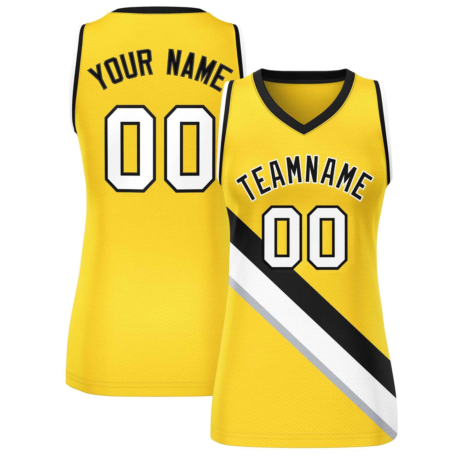 Custom Gold Black-White Thick Slash Fashion Tops Mesh Netball Dress For Women