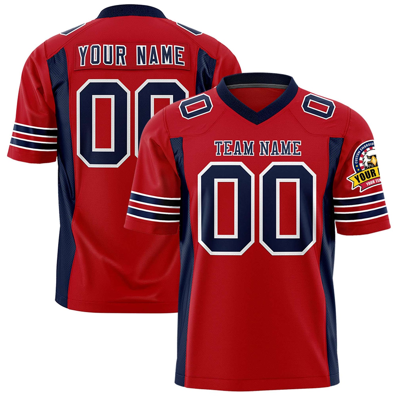 Custom Red Navy Personalized Insert Color Design Authentic Football Jersey