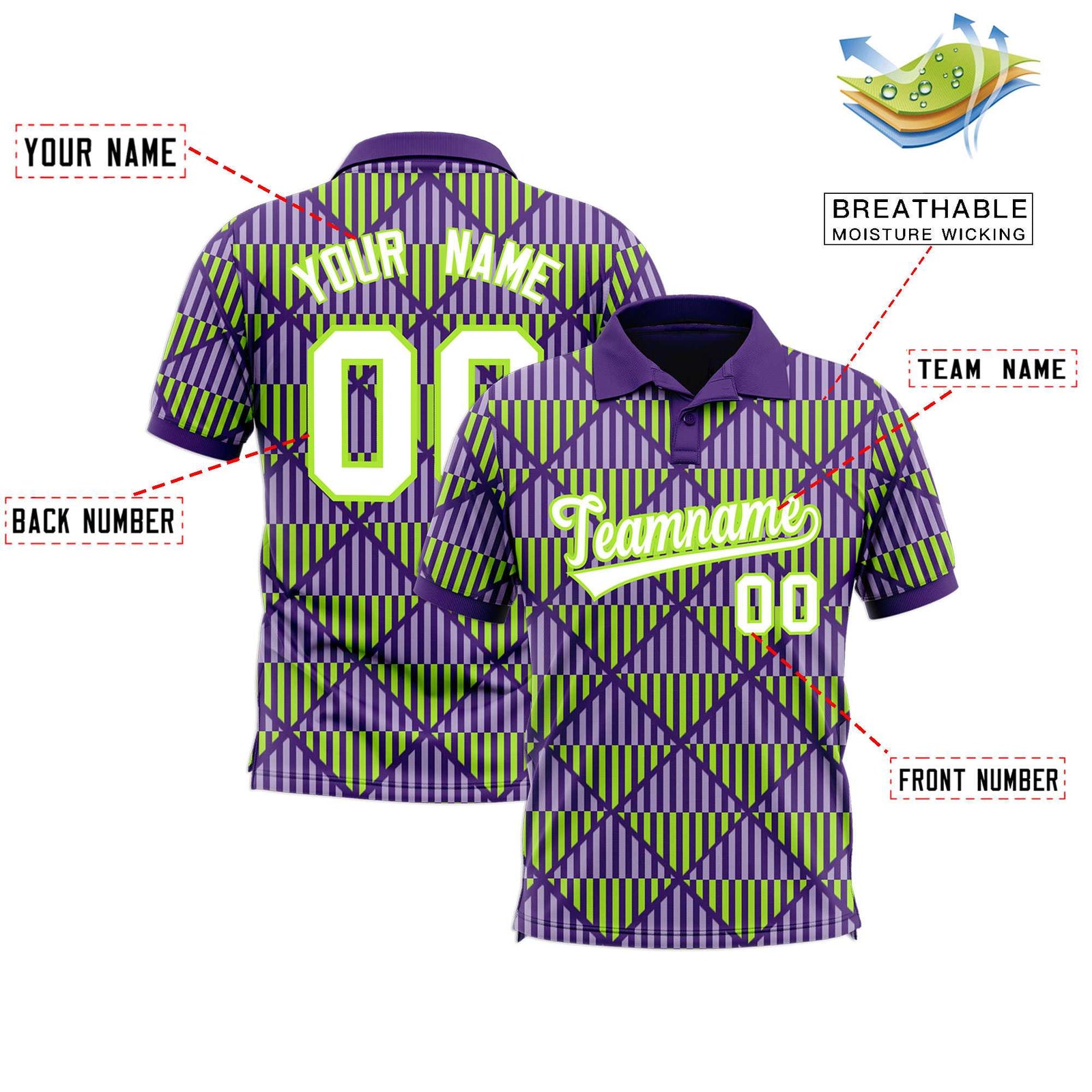 Custom Purple Lingge Sunshine Polo Shirts