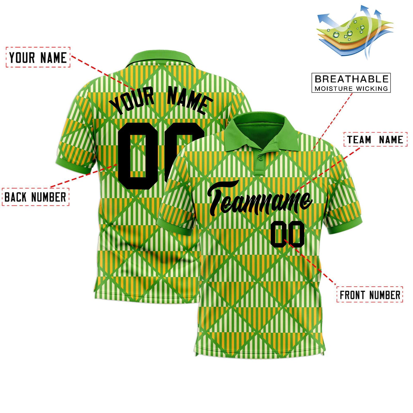 Custom Light Green Lingge Sunshine Polo Shirts
