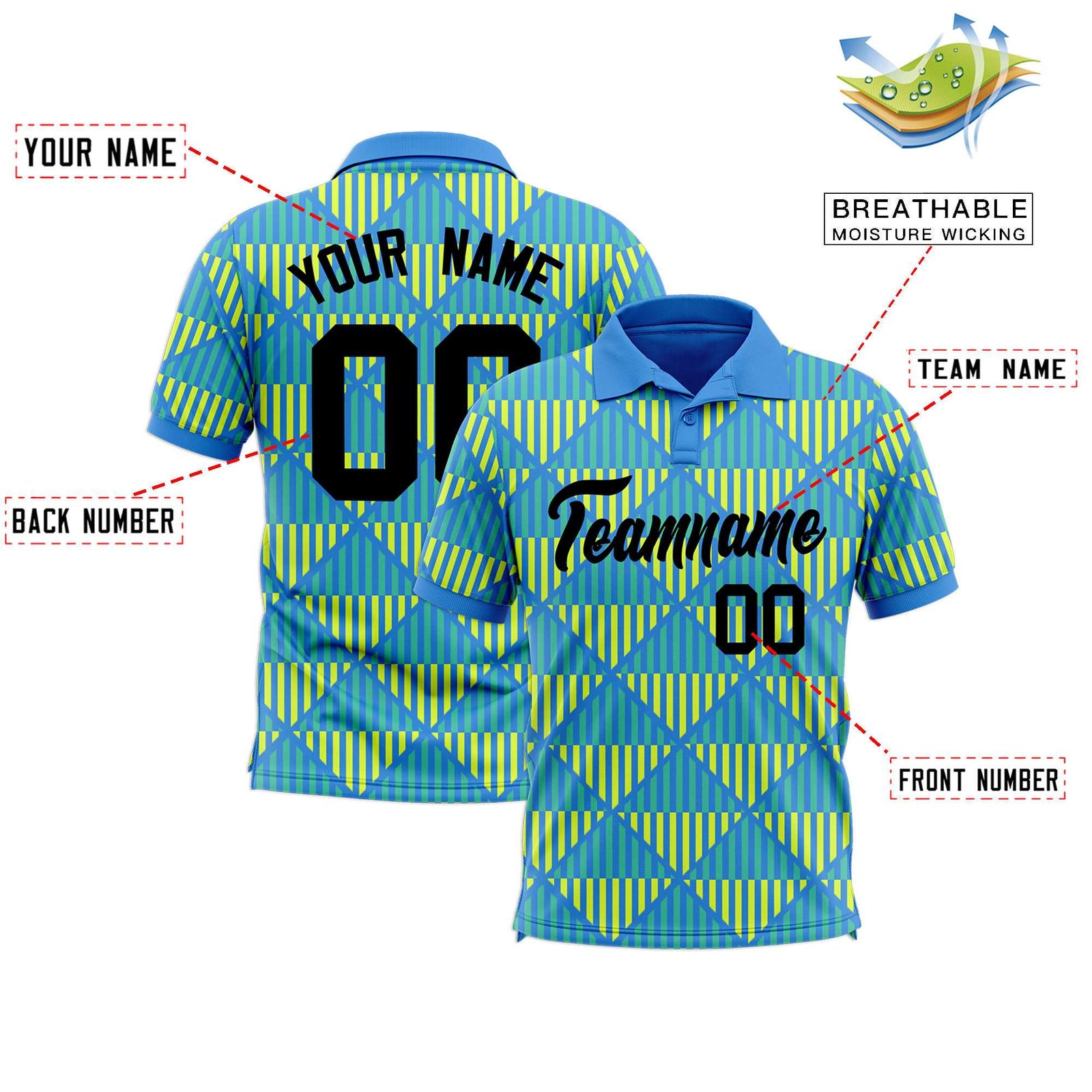 Custom Powder Blue Lingge Sunshine Polo Shirts