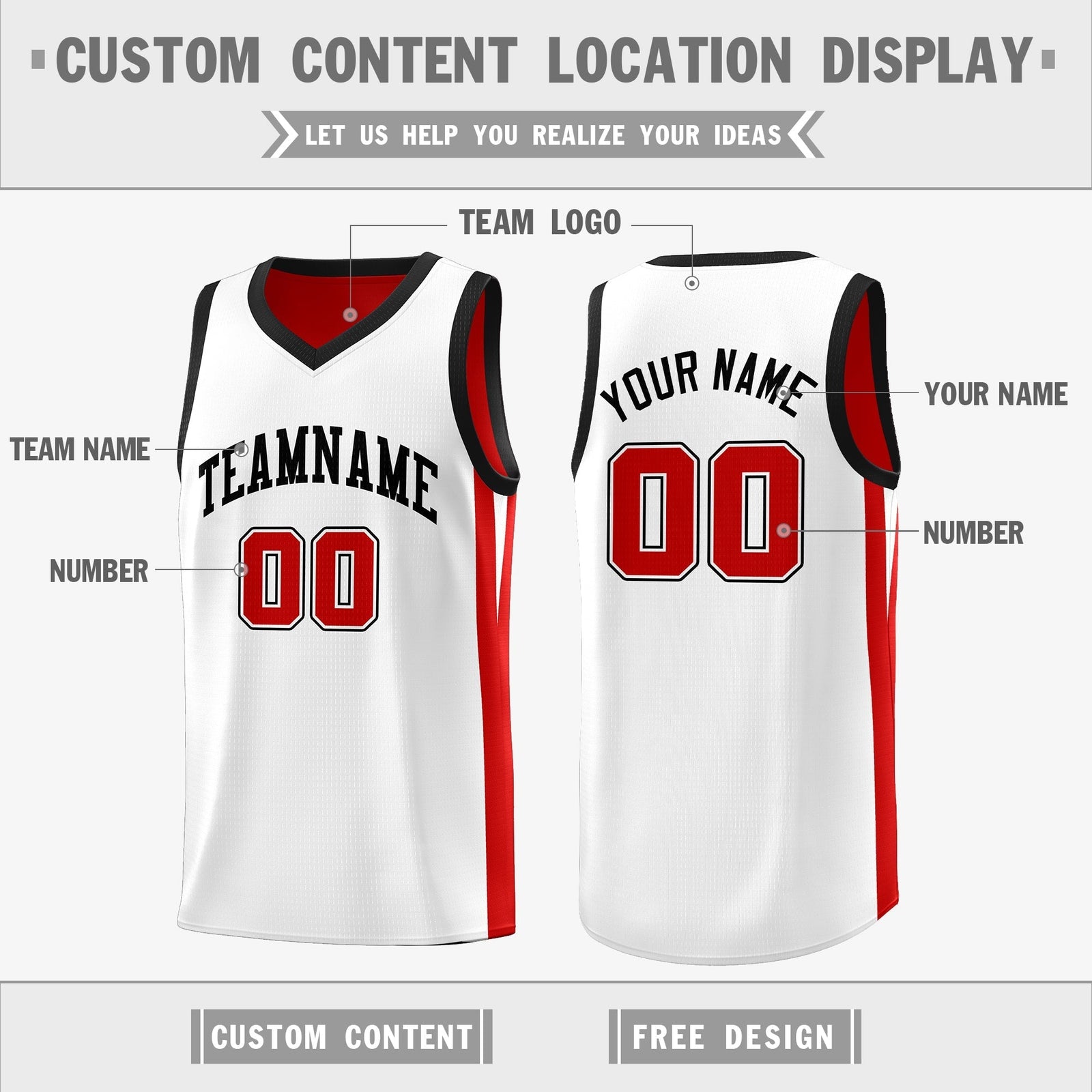 Custom Red White Double Side Tops Athletic Basketball Jersey