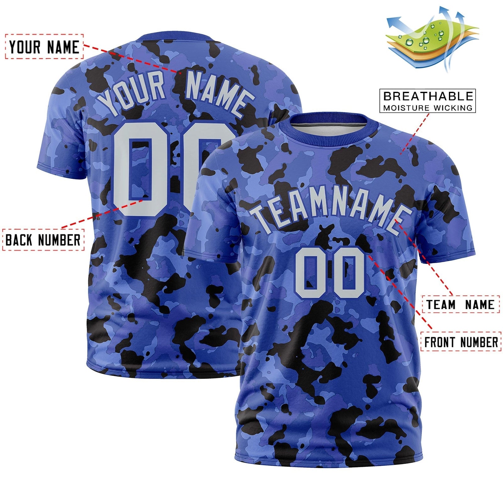 Custom Camo T-shirts Royal Blue Silver Jungle Camouflage Outdoor Shirts