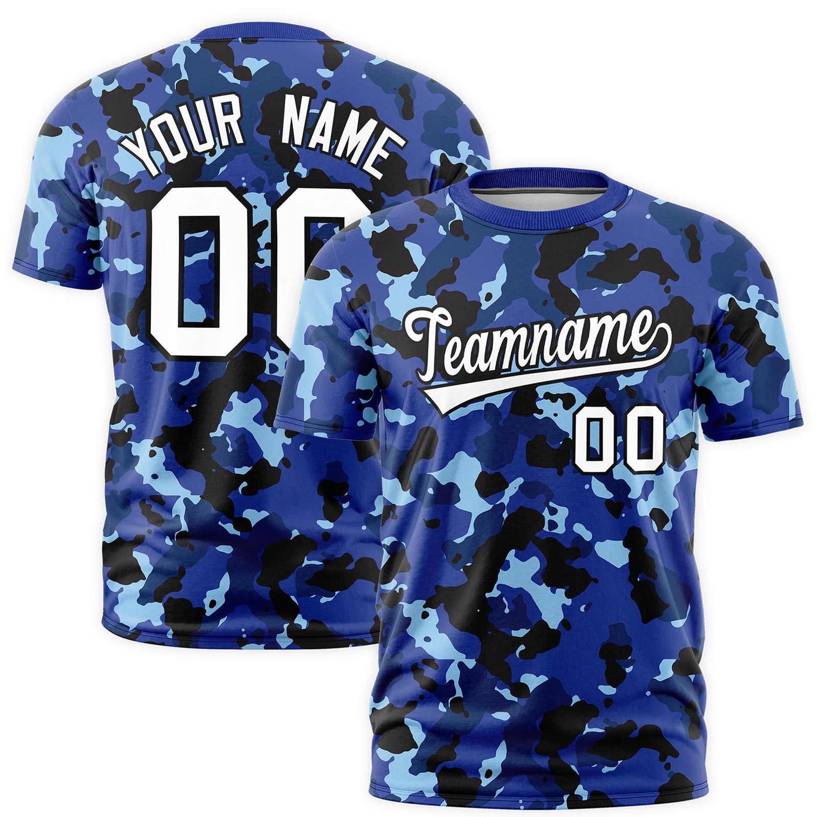 Custom Camo T-shirts Navy White Jungle Camouflage Training Shirts