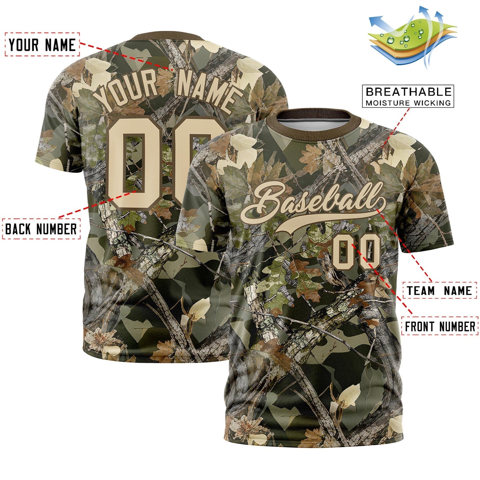 Custom Camo T-shirts Light Brown Brazilian Sand Jungle Camouflage Outdoor Shirts
