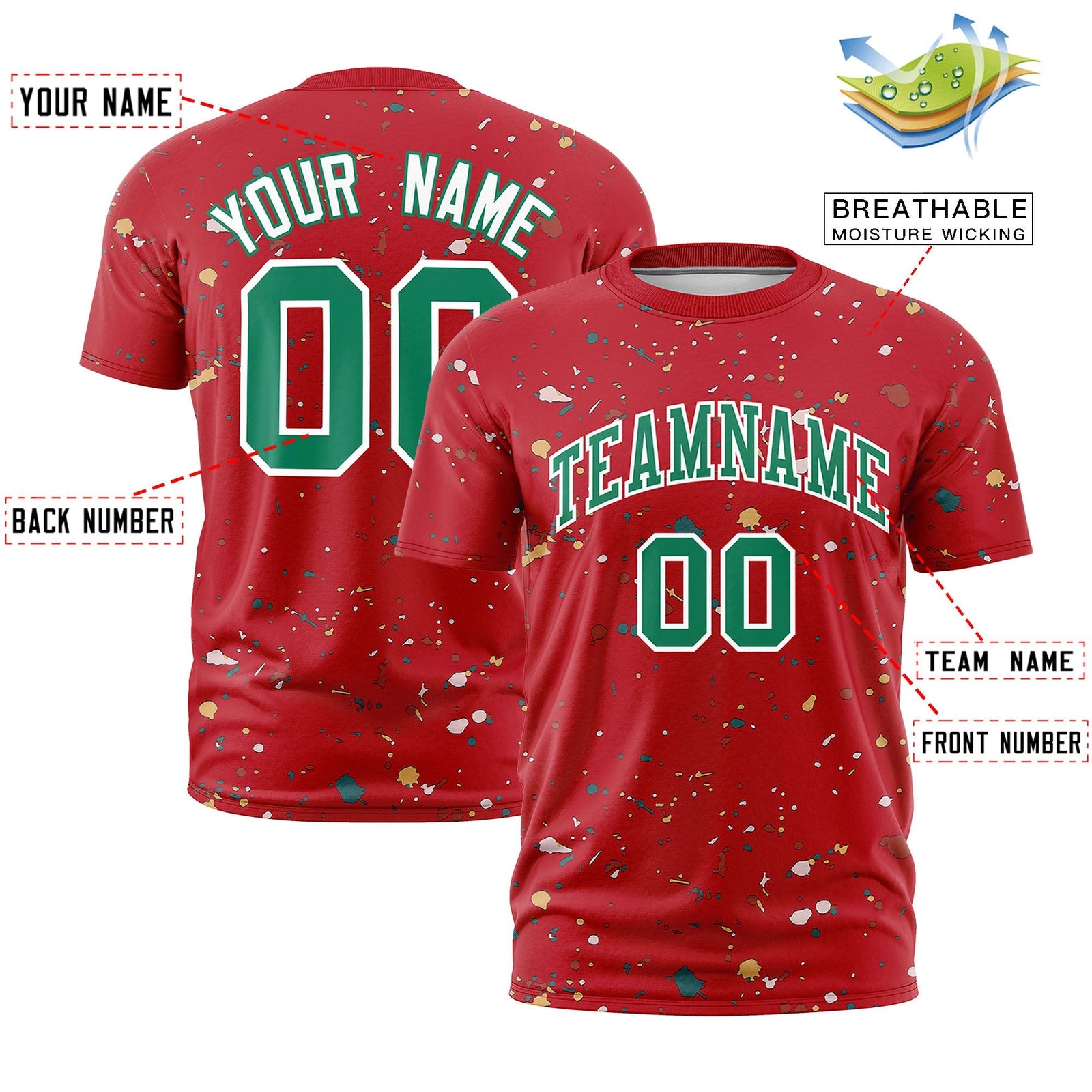 Custom Red Kelly Green White Spray Painting Graffiti Pattern Personalization T-shirt| KXKSHOP