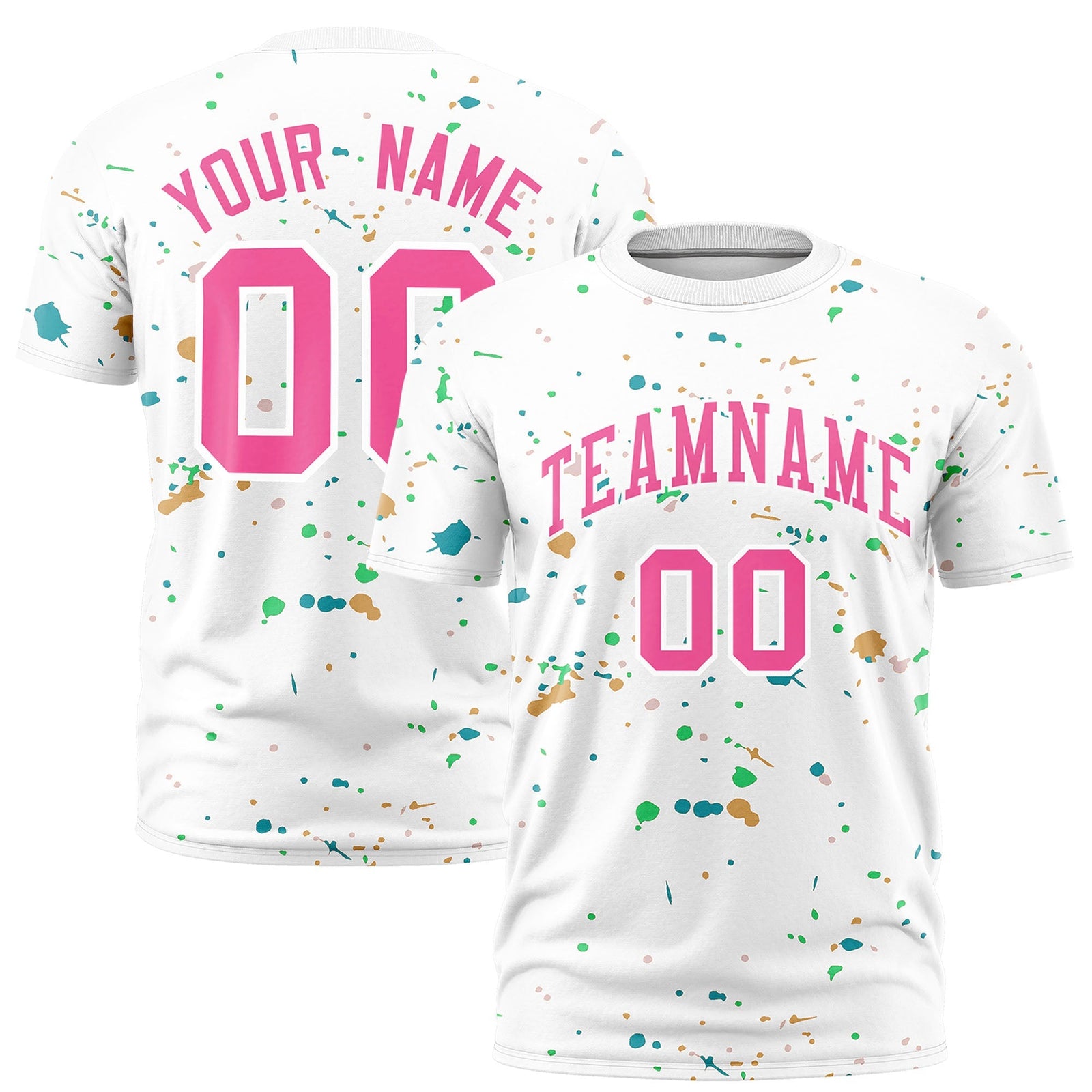 Custom White Pink Spray Painting Graffiti Pattern Personalization T-shirt| KXKSHOP