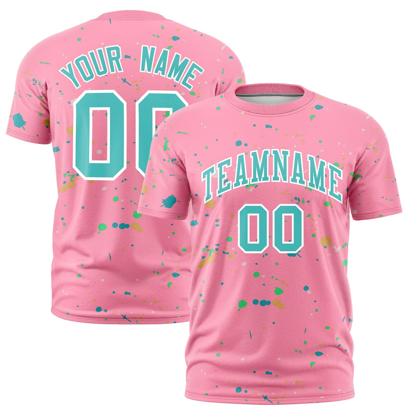 Custom Light Pink Teal White Spray Painting Graffiti Pattern Personalization T-shirt| KXKSHOP