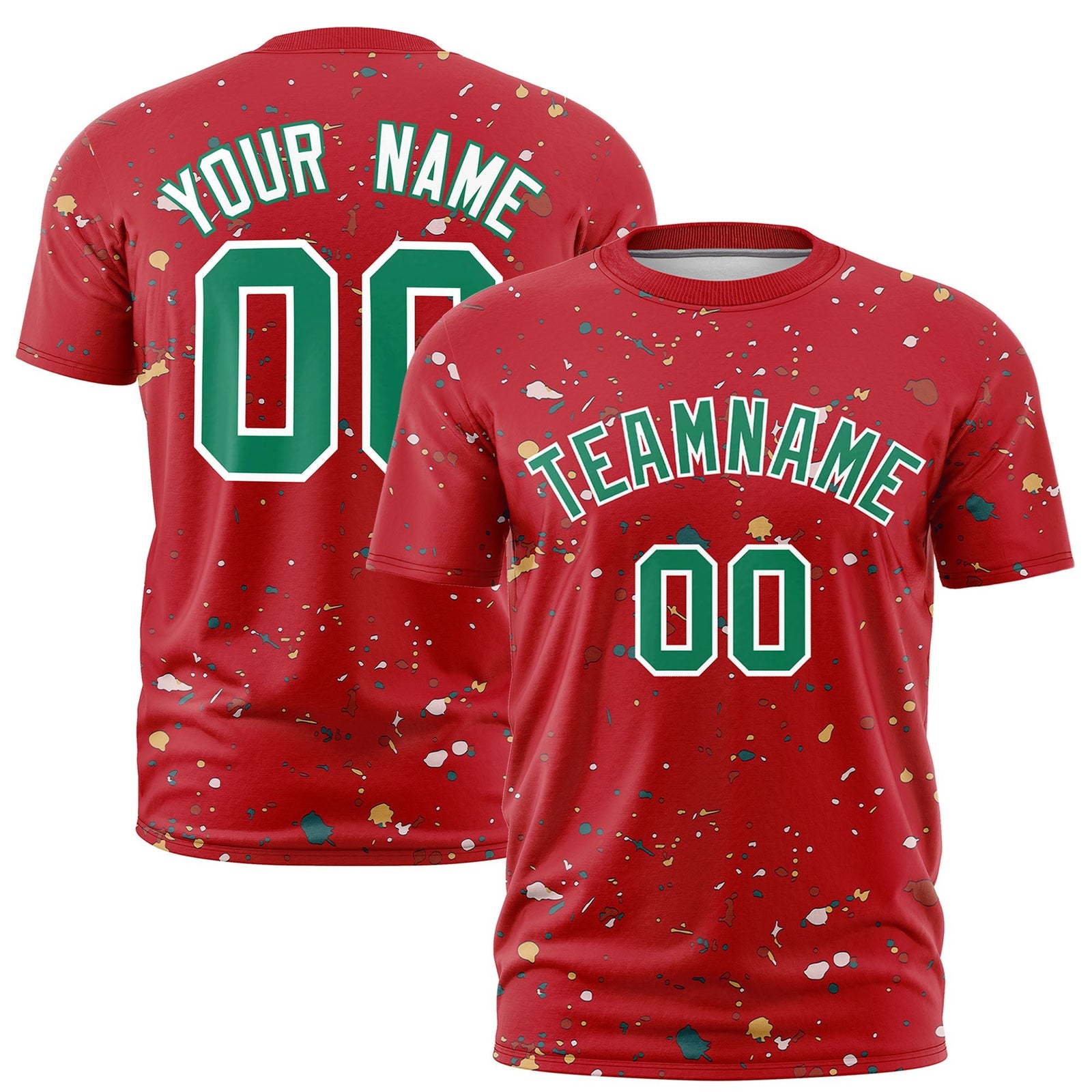 Custom Red Kelly Green White Spray Painting Graffiti Pattern Personalization T-shirt| KXKSHOP