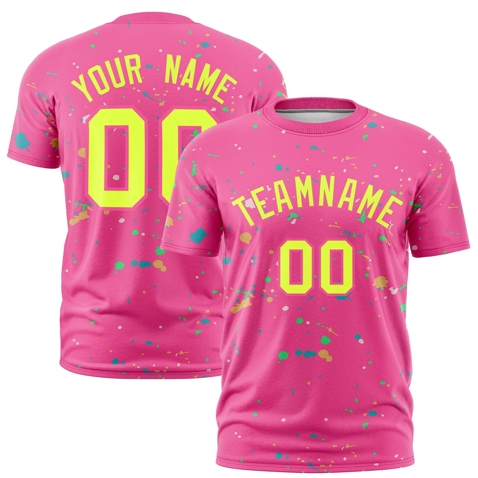 Custom Pink Fluorescent Green Spray Painting Graffiti Pattern Personalization T-shirt| KXKSHOP