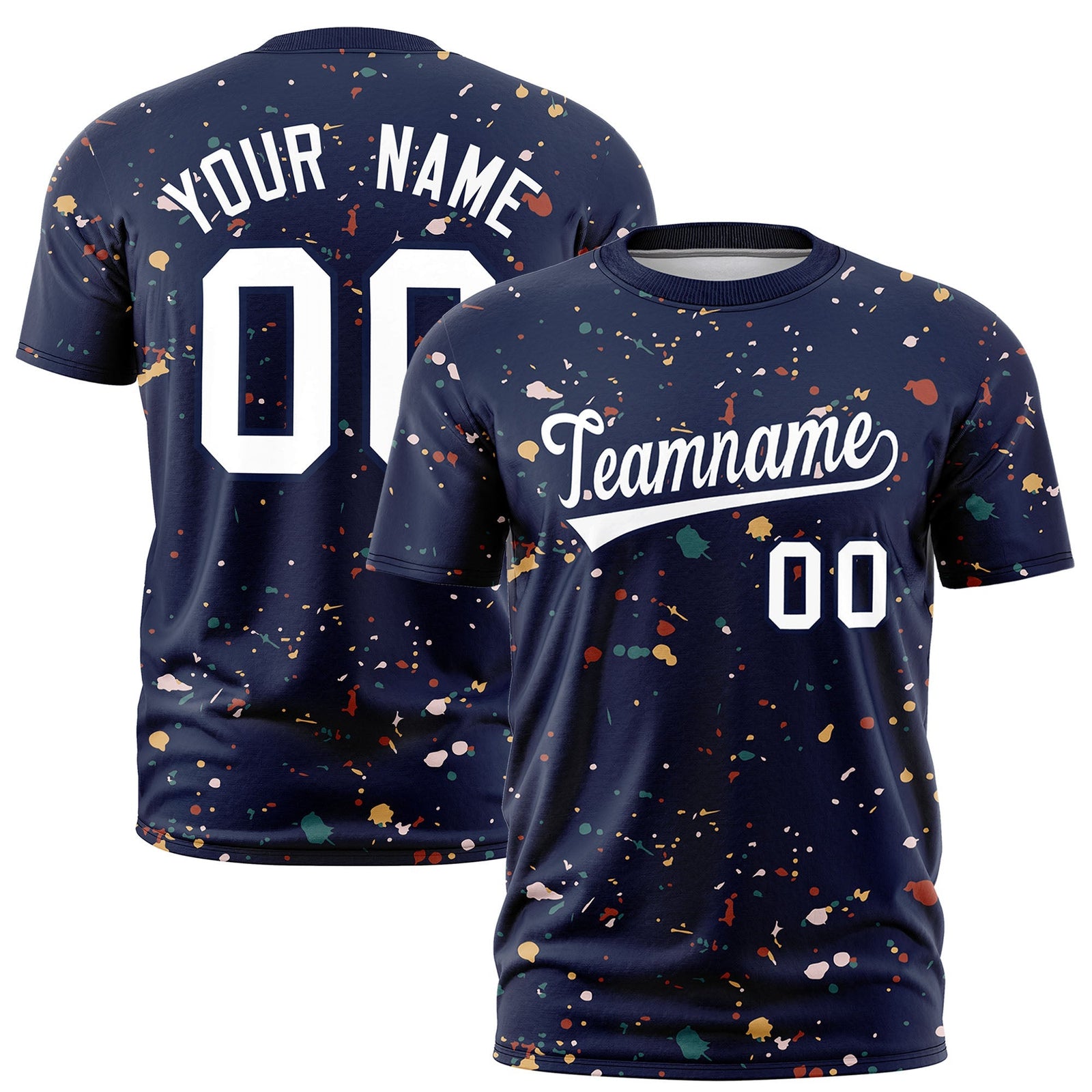 Custom Navy White Spray Painting Graffiti Pattern Personalization T-shirt