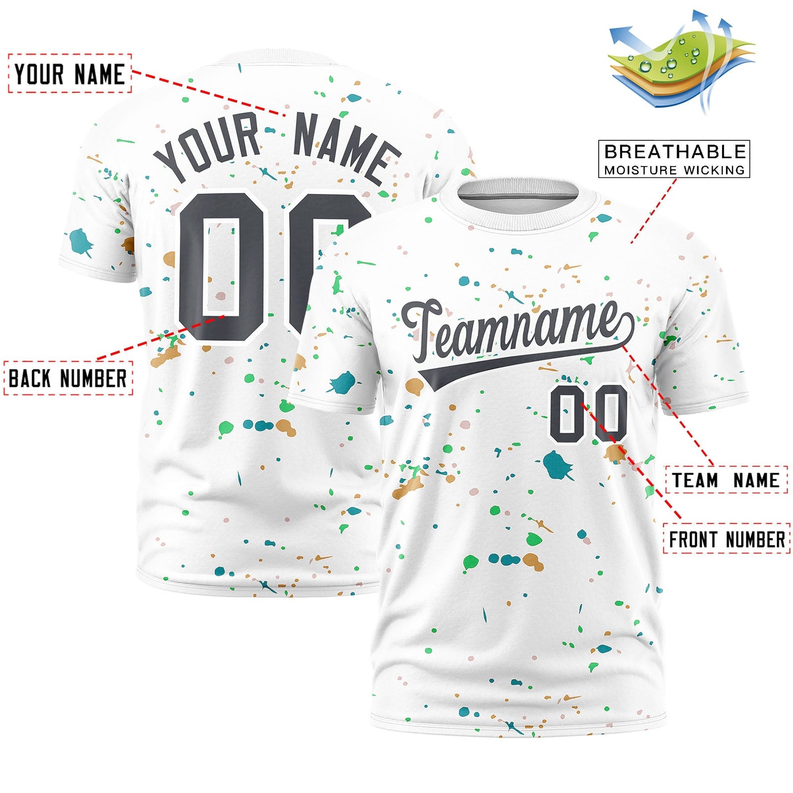 Custom White Gray Spray Painting Graffiti Pattern Personalization T-shirt| KXKSHOP