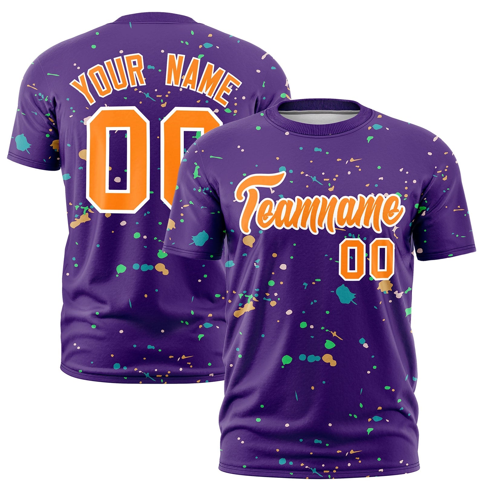 Custom Purple Orange White Spray Painting Graffiti Pattern Personalization T-shirt