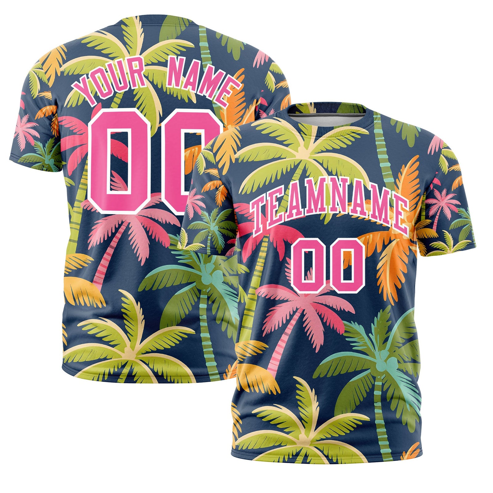 Custom Pink White Graffiti Pattern Hawaiian Style T-shirt| KXKSHOP