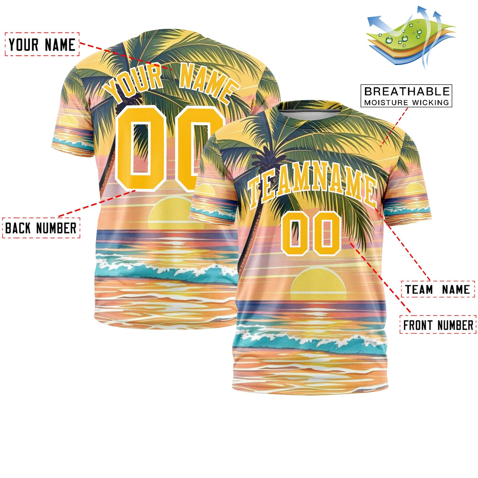 Custom Yellow White Graffiti Pattern Hawaiian Style T-shirt| KXKSHOP