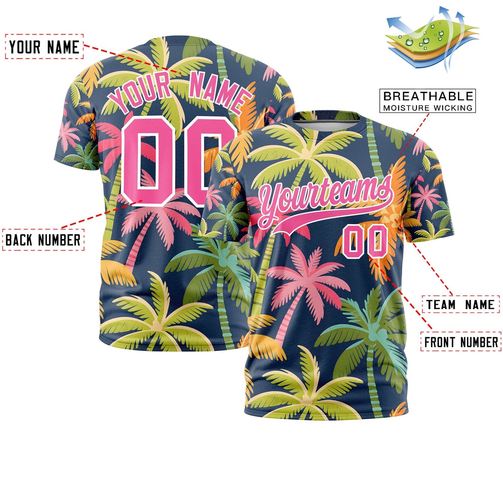 Custom Pink White Graffiti Pattern Hawaiian Style T-shirt| KXKSHOP