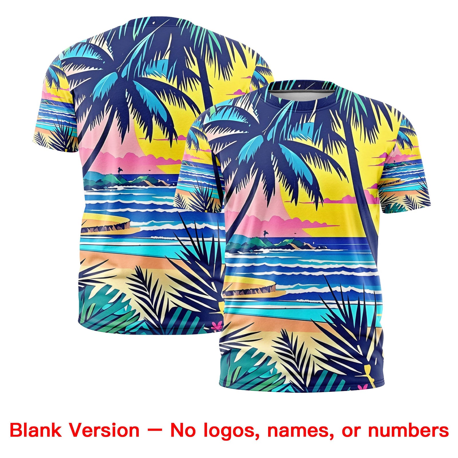 Custom Royal Blue White Graffiti Pattern Hawaiian Style T-shirt| KXKSHOP