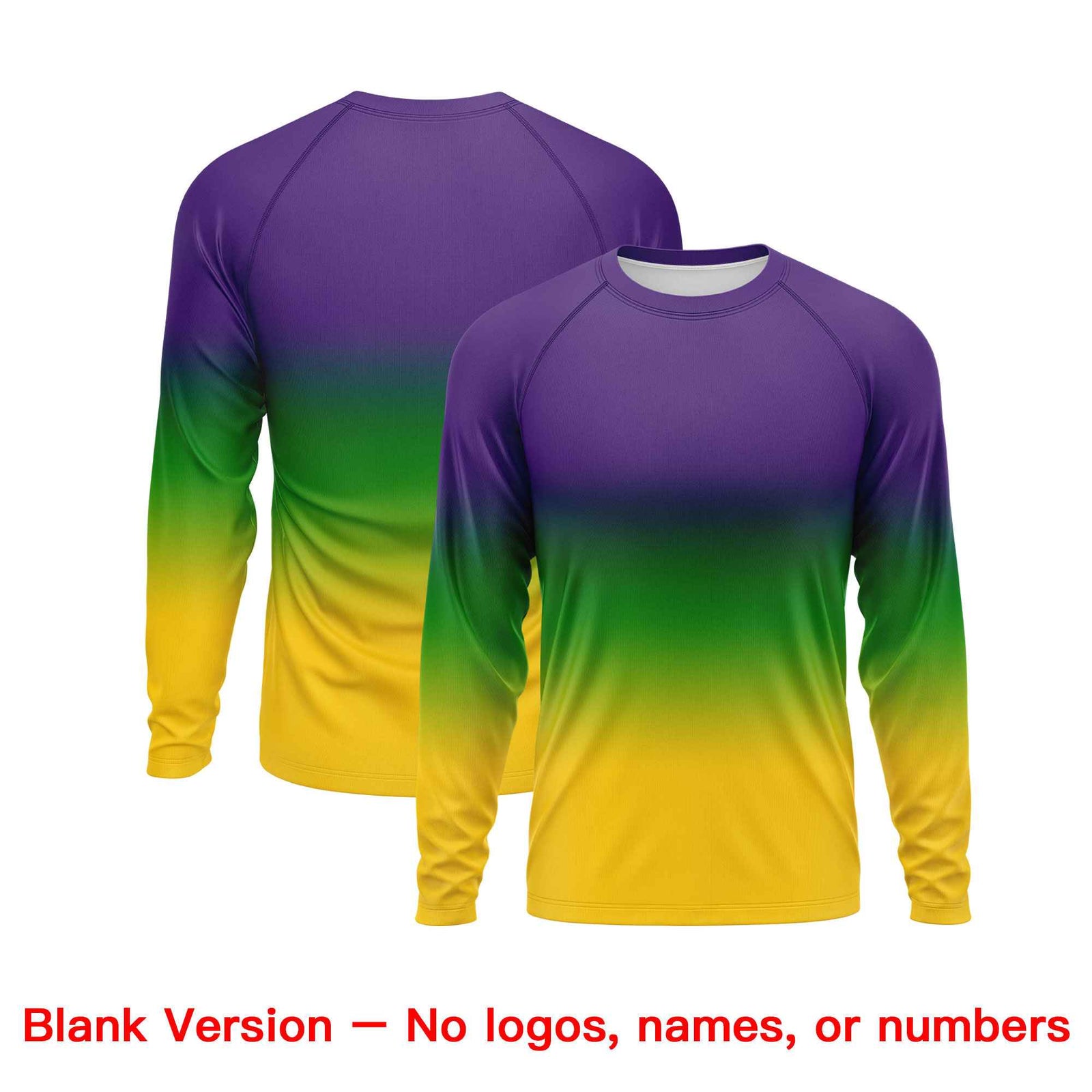Custom Purple Kelly Green Crew Neck Personalized Mardi Gras Long Sleeve Performance T-shirt | KXKSHOP