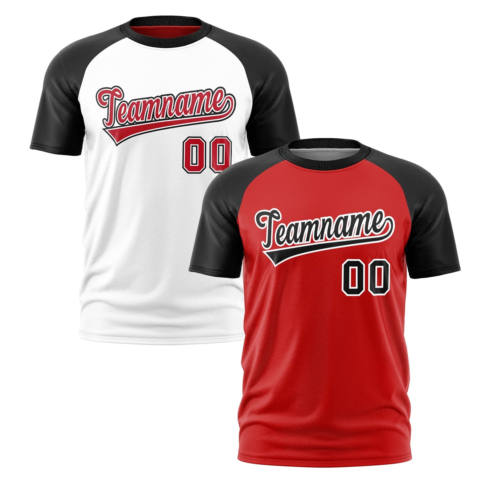 Custom Red Black White Reversible Raglan Sleeves Quick Dry T-shirt| KXKSHOP