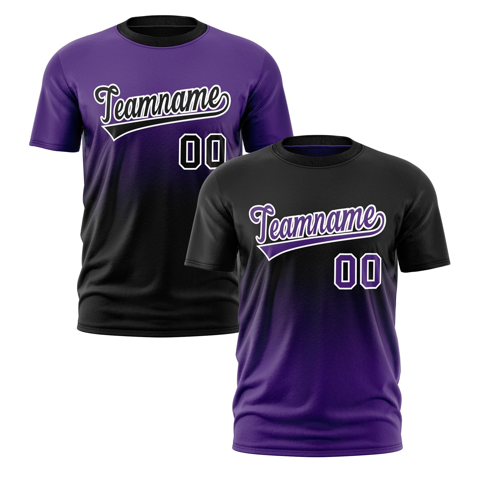 Custom Black Purple Purple Gradient Fashion Reversible Lightweight T-shirt| KXKSHOP