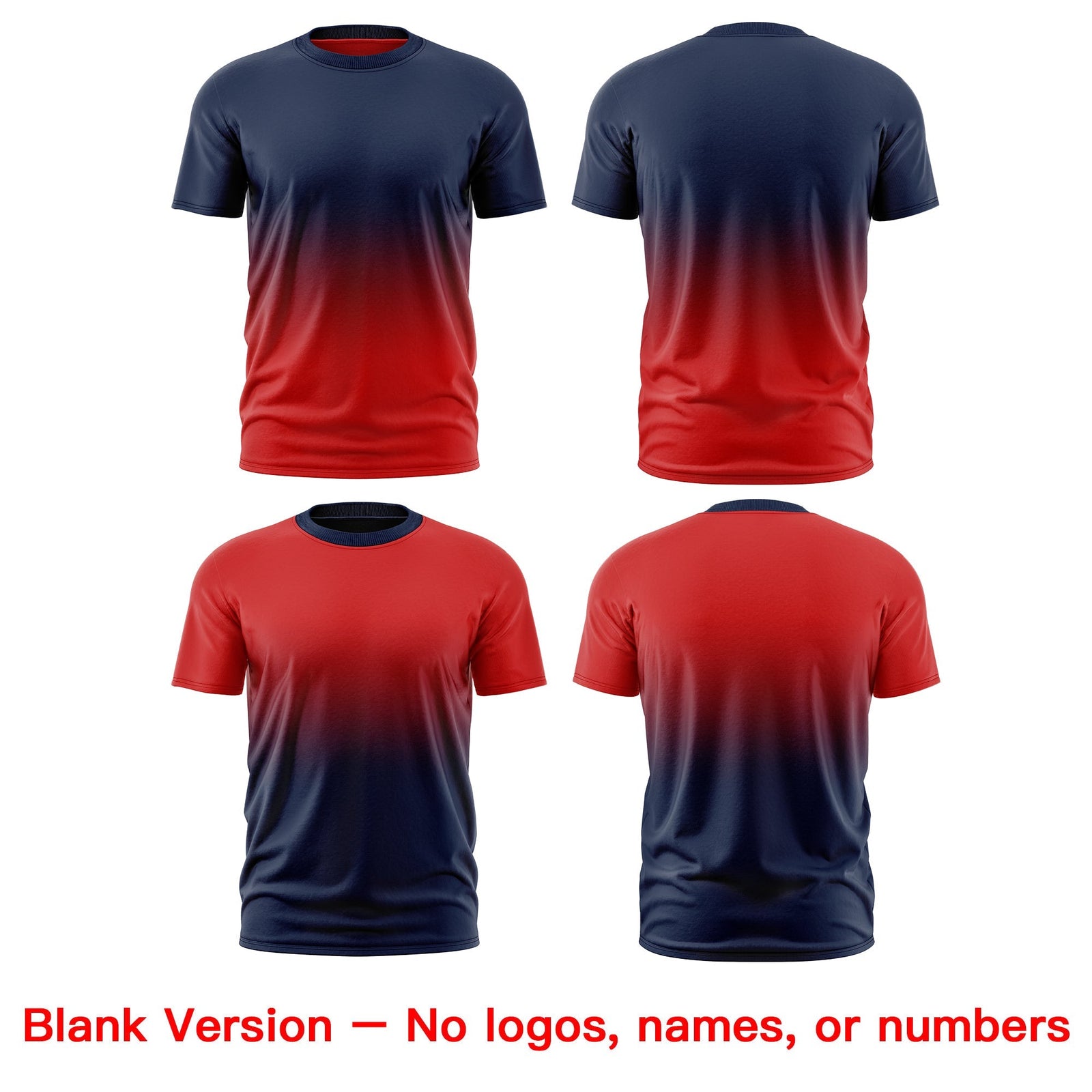 Custom Red Navy Gradient Fashion Reversible Quick Dry T-shirt| KXKSHOP