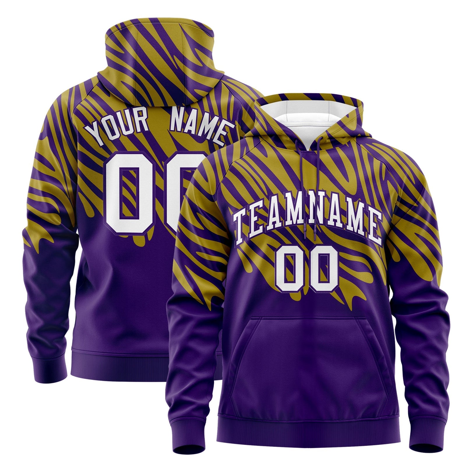 Custom Old Gold Purple Leopard Print Pullover Sweatshirt Hoodie| KXKSHOP